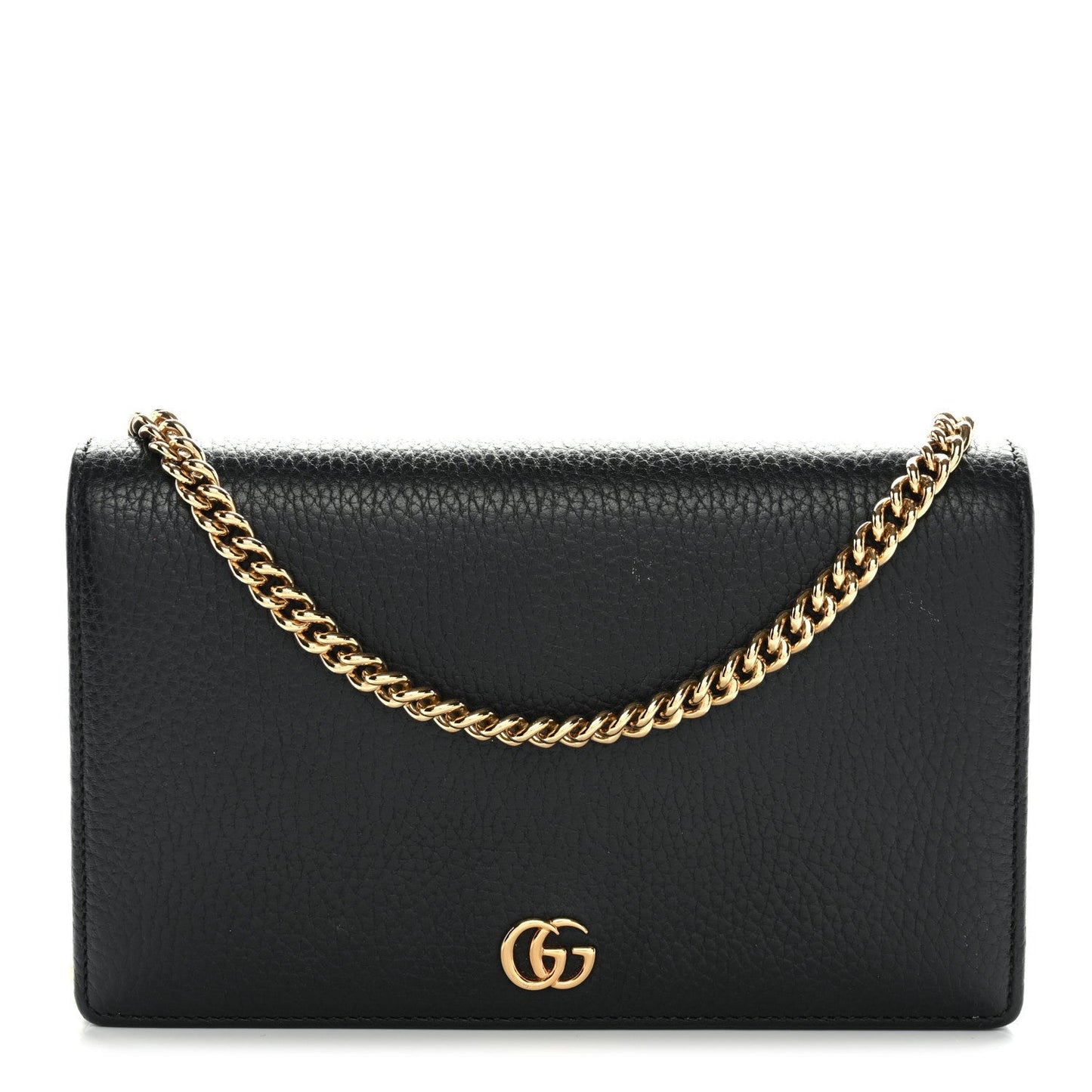 Calfskin Mini GG Marmont Chain Wallet Black