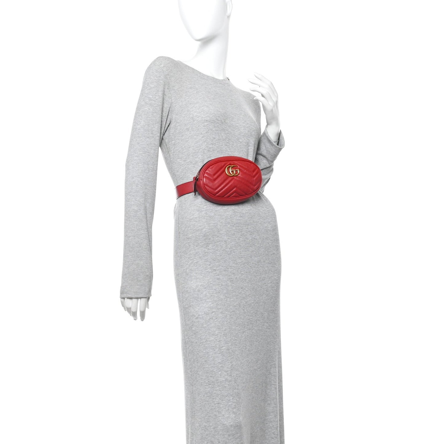 Calfskin Matelasse GG Marmont Belt Bag 85 34 Hibiscus Red