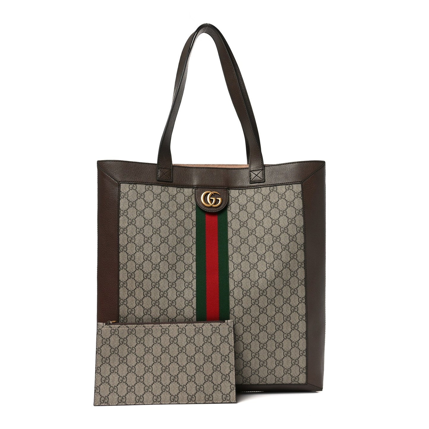 GG Supreme Monogram Web Large Ophidia Vertical Shopping Tote Brown