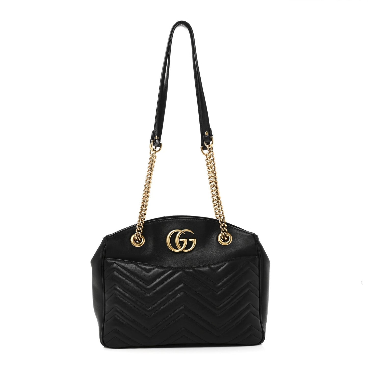 Calfskin Matelasse Medium GG Marmont Open Top Shoulder Bag Black