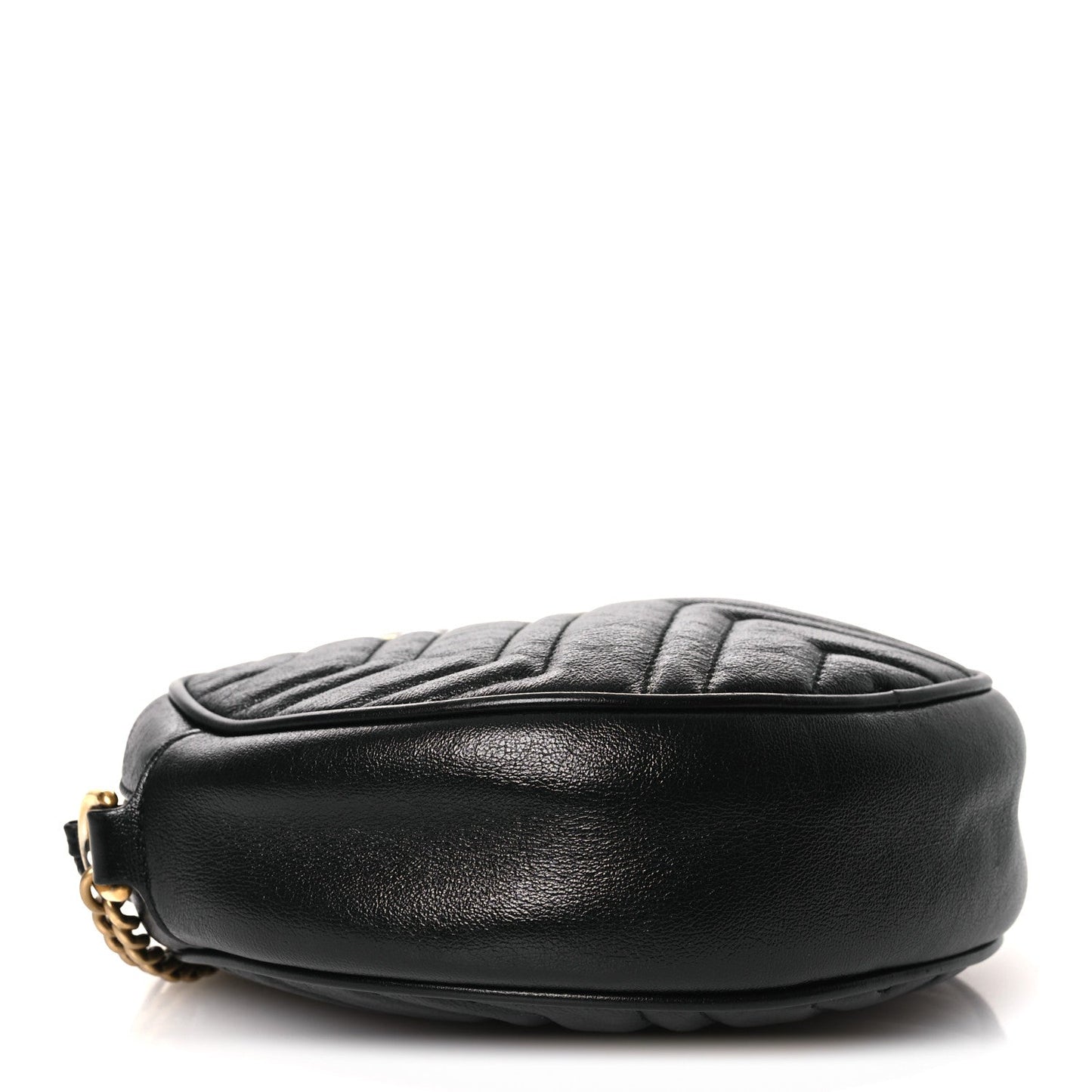 Azalea Calfskin Matelasse Heart Mini GG Marmont Round Shoulder Bag Black