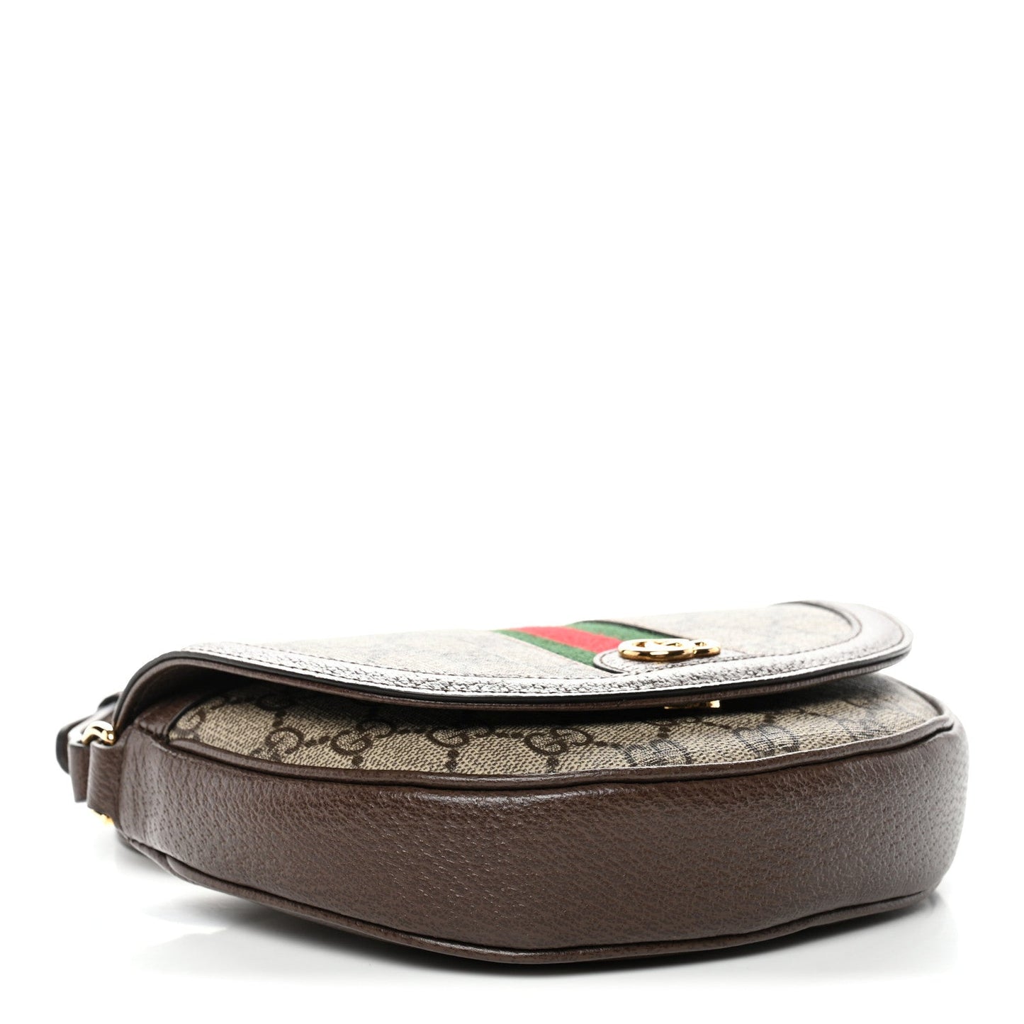 GG Supreme Monogram Textured Dollar Calfskin Web Mini Ophidia Flap Shoulder Bag Beige Ebony New Acero