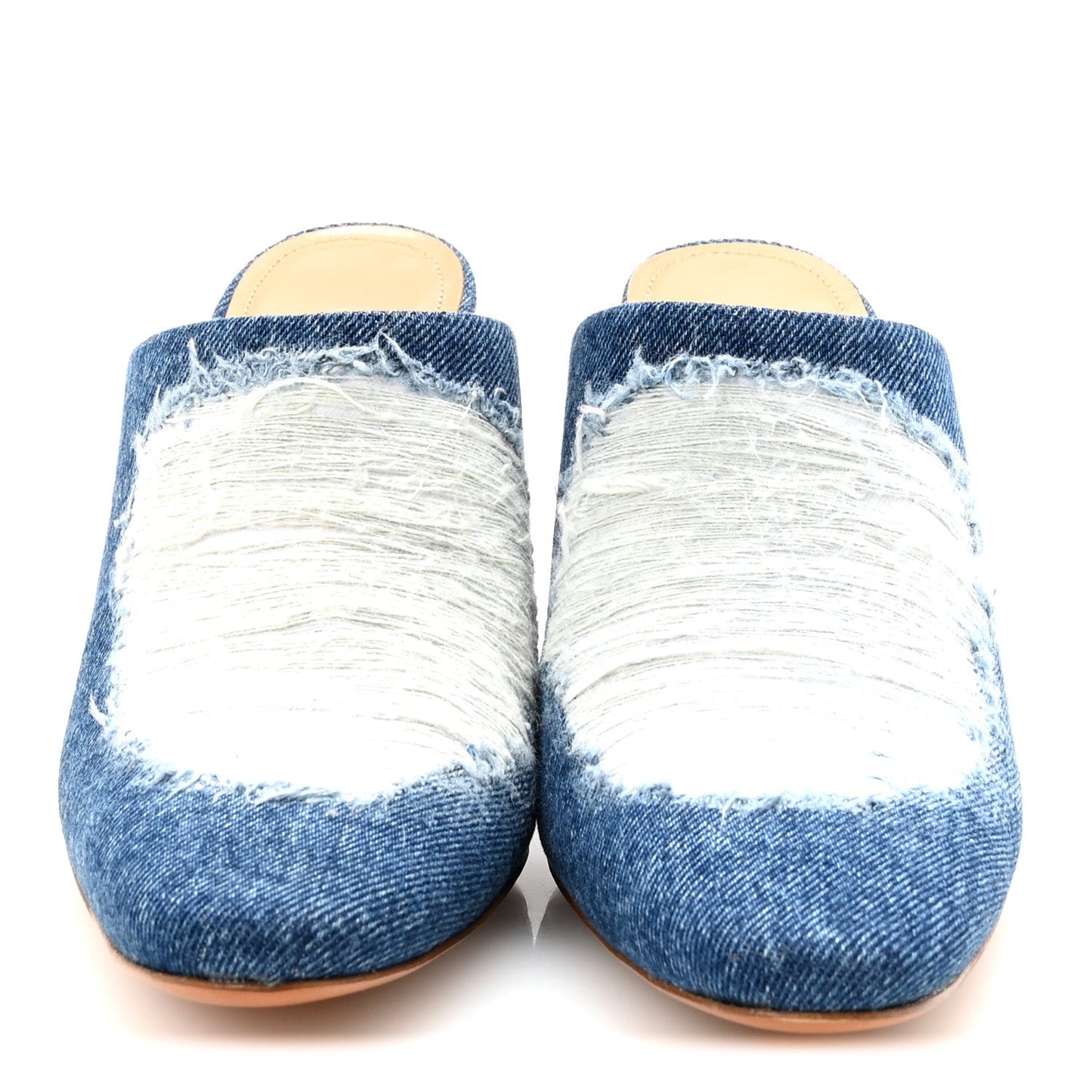 Ripped Denim 90 Mules Washed Denim