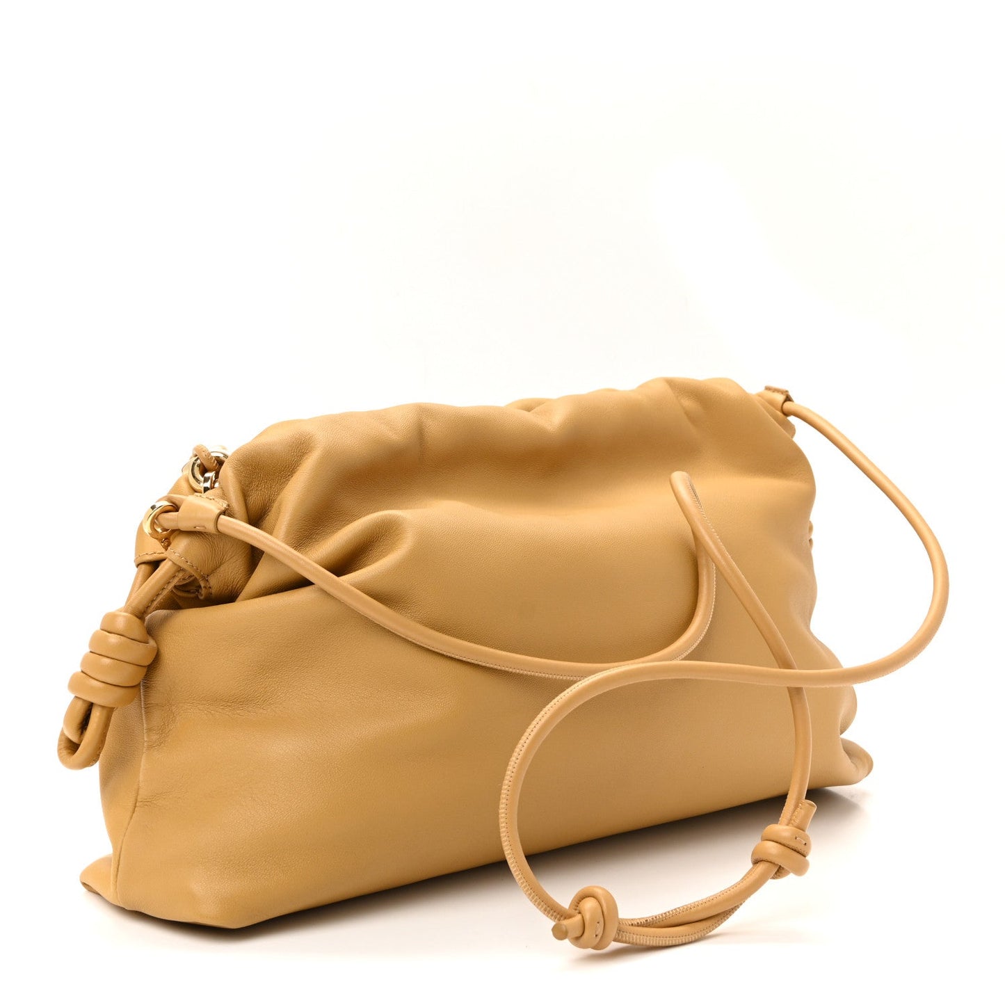 Mellow Nappa Donut Chain Large Flamenco Knot Clutch Sahara