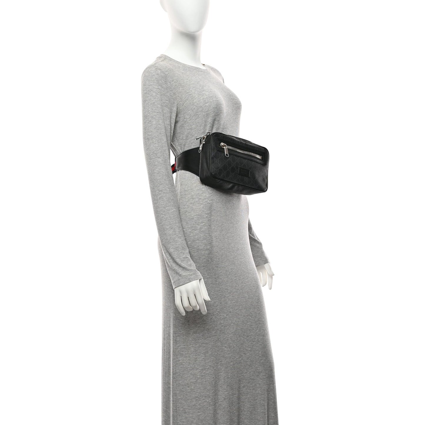 Soft GG Supreme Monogram Web Belt Bag Black Grey