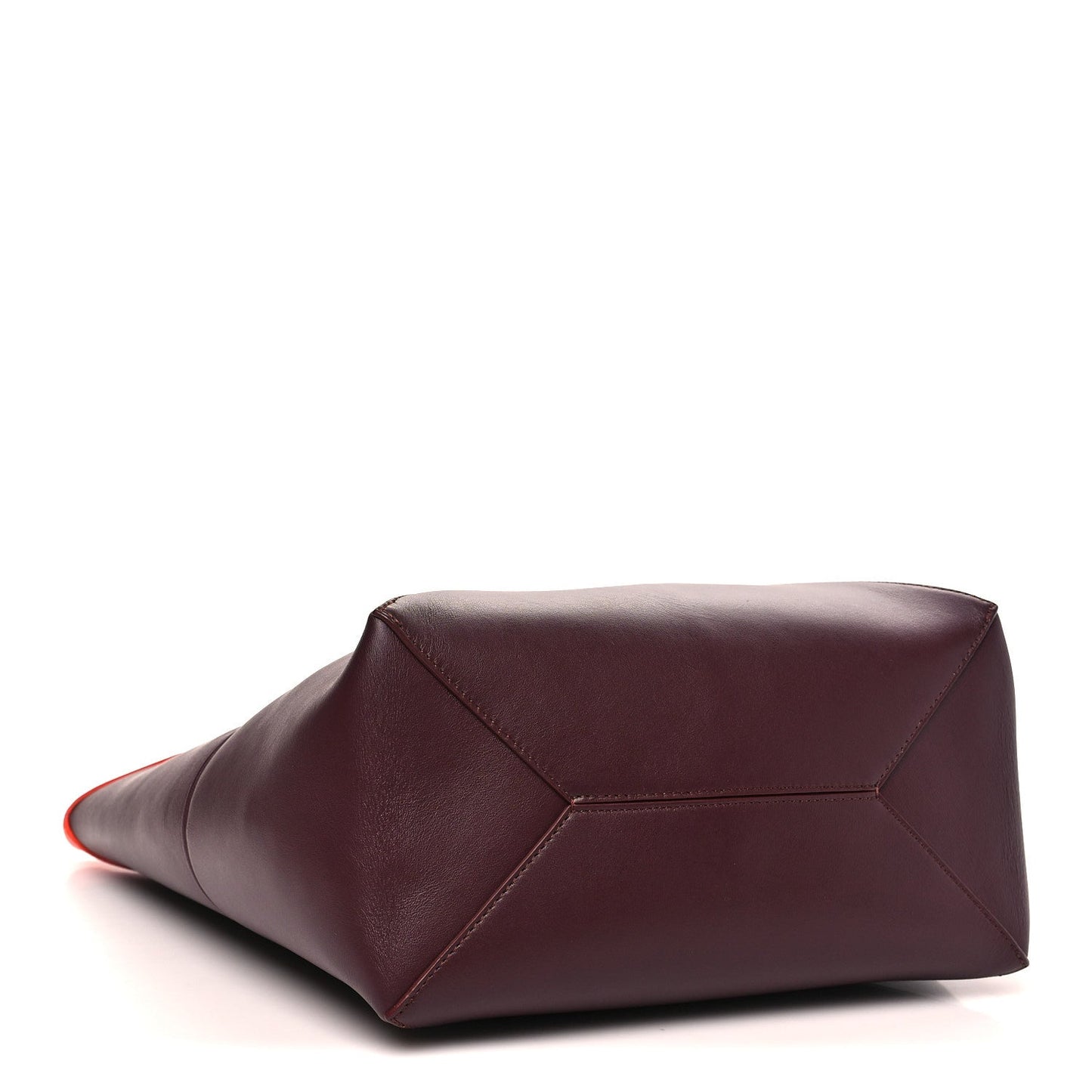 Shiny Calfskin Medium Puzzle Fold Tote Burgundy Orange