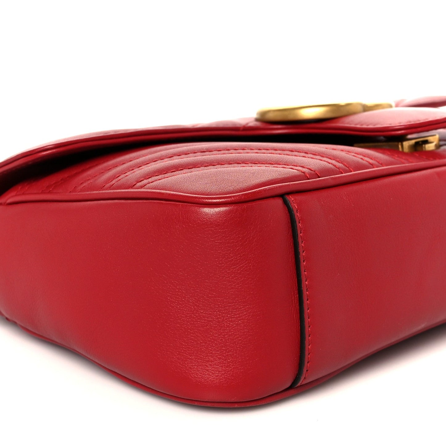 Calfskin Matelasse Small GG Marmont Shoulder Bag Hibiscus Red