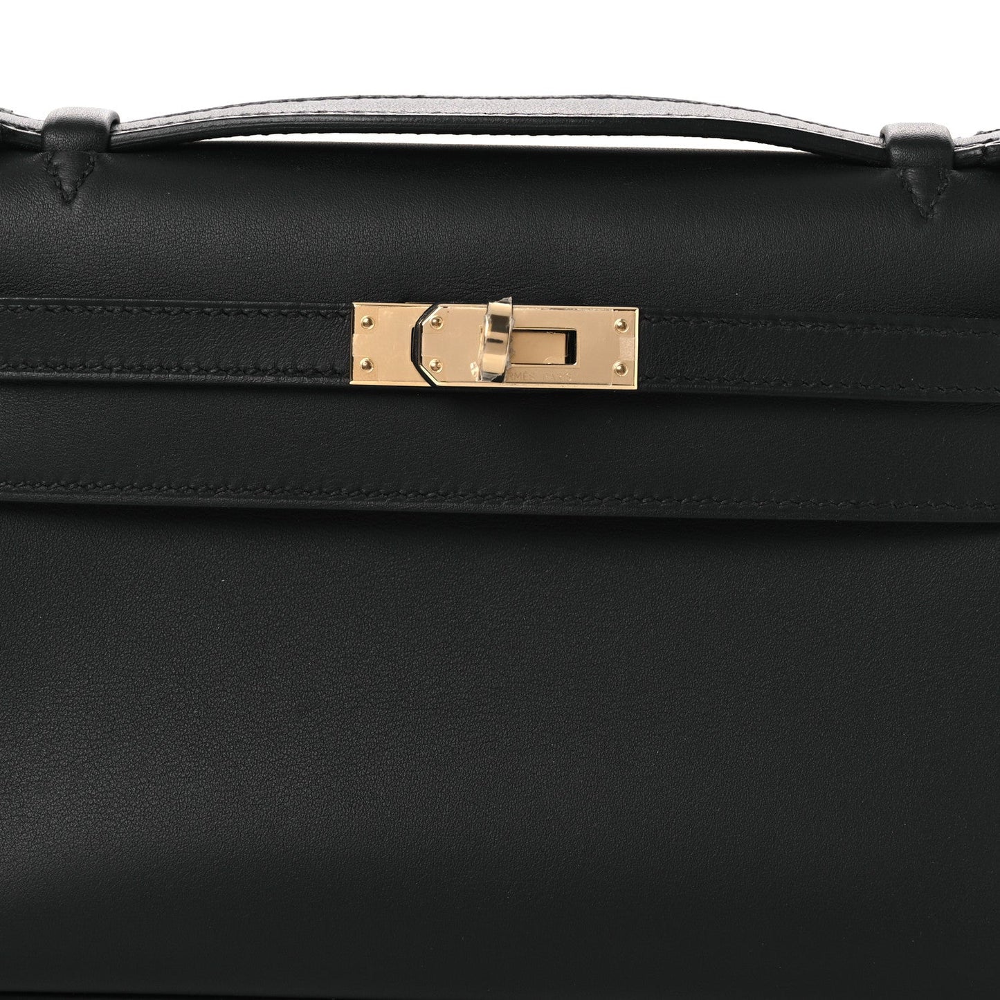 Swift Horseshoe Kelly Pochette Clutch Black Lime