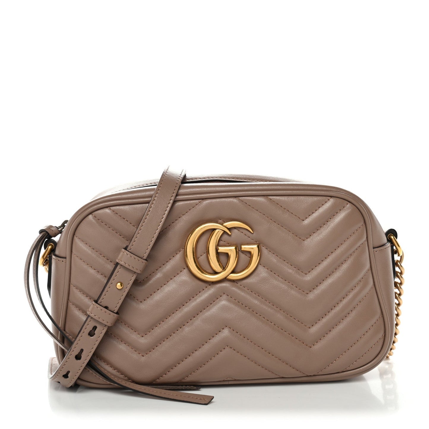 Calfskin Matelasse Small GG Marmont Chain Shoulder Bag Porcelain Rose