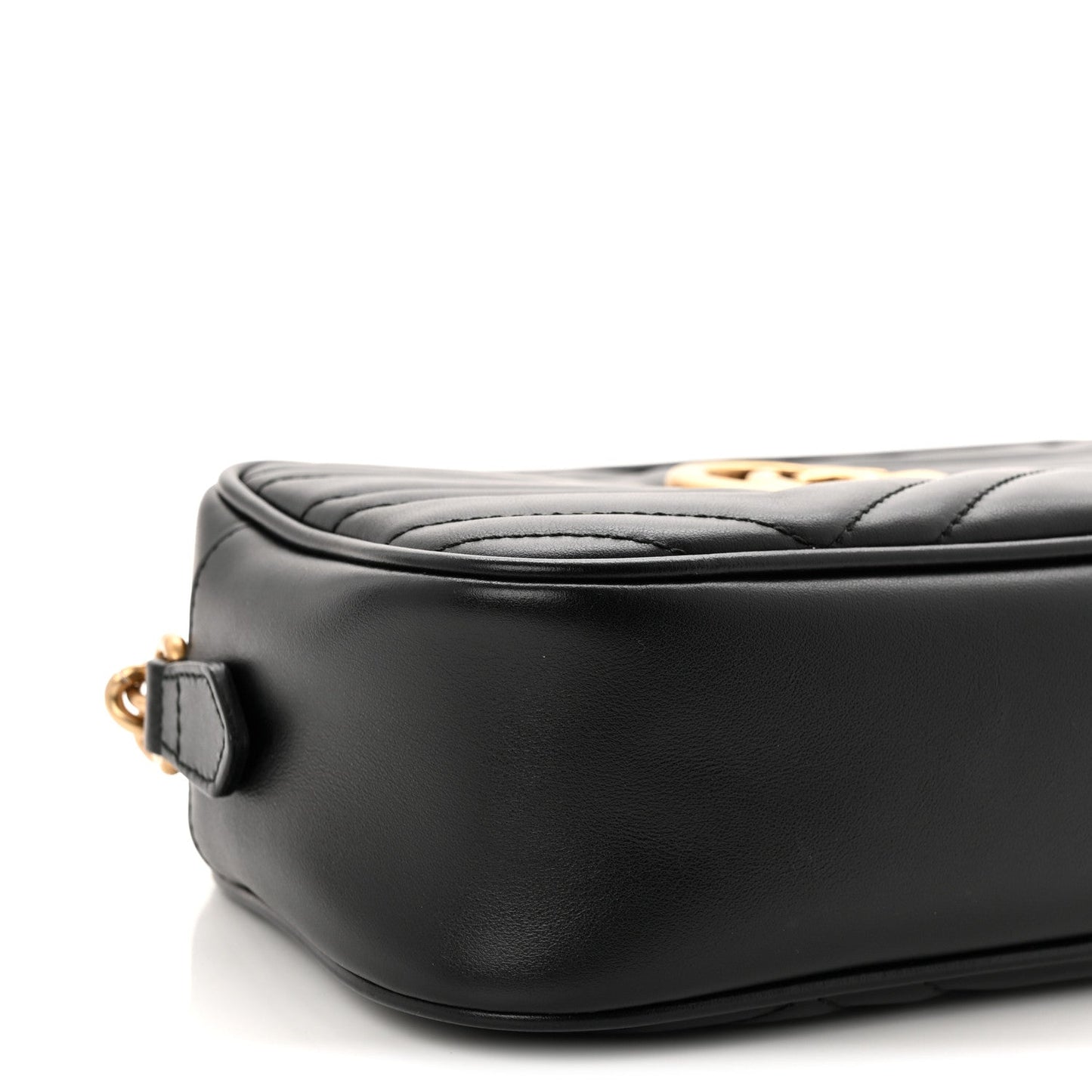Calfskin Matelasse Small GG Marmont Chain Shoulder Bag Black