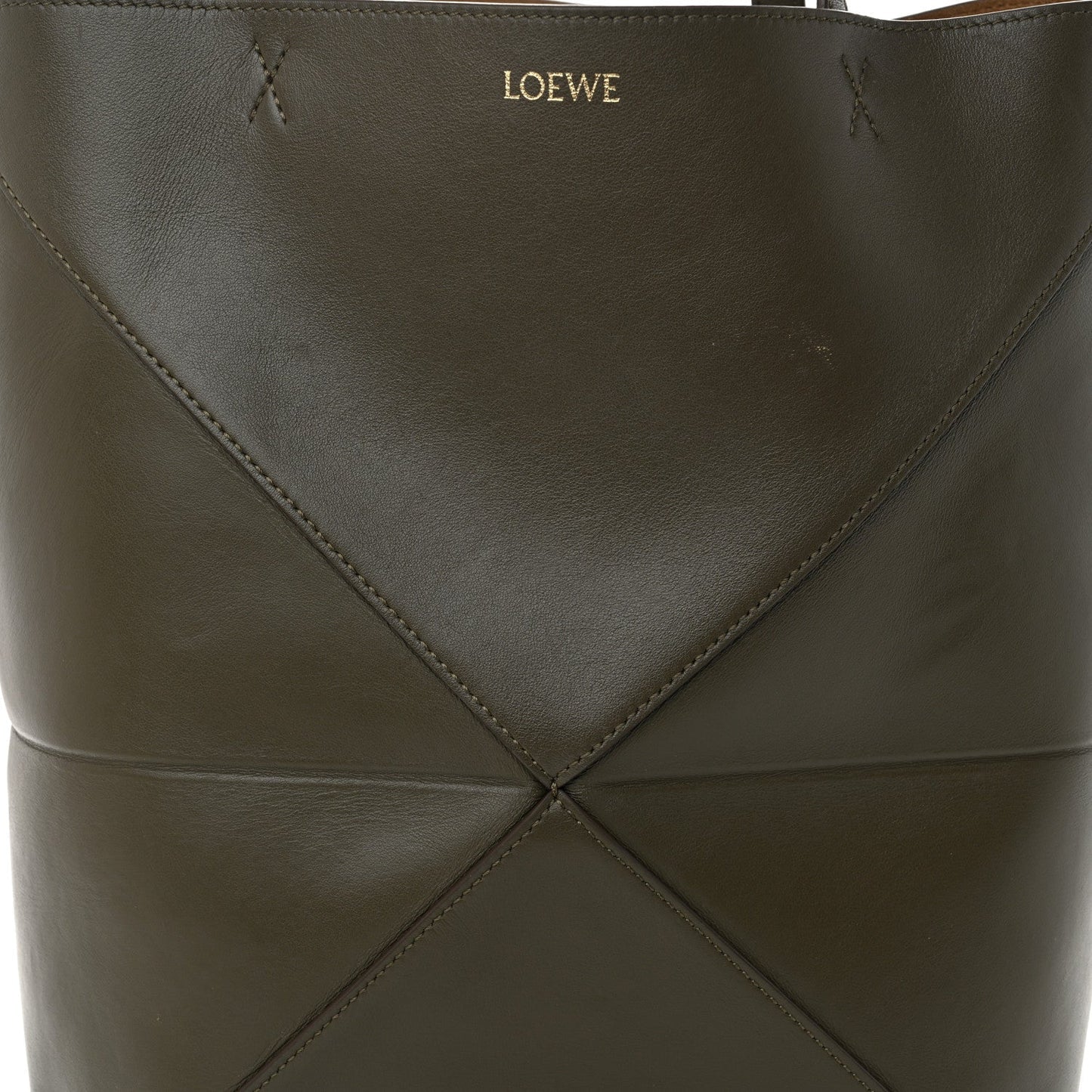 Shiny Calfskin Medium Puzzle Fold Tote Umber