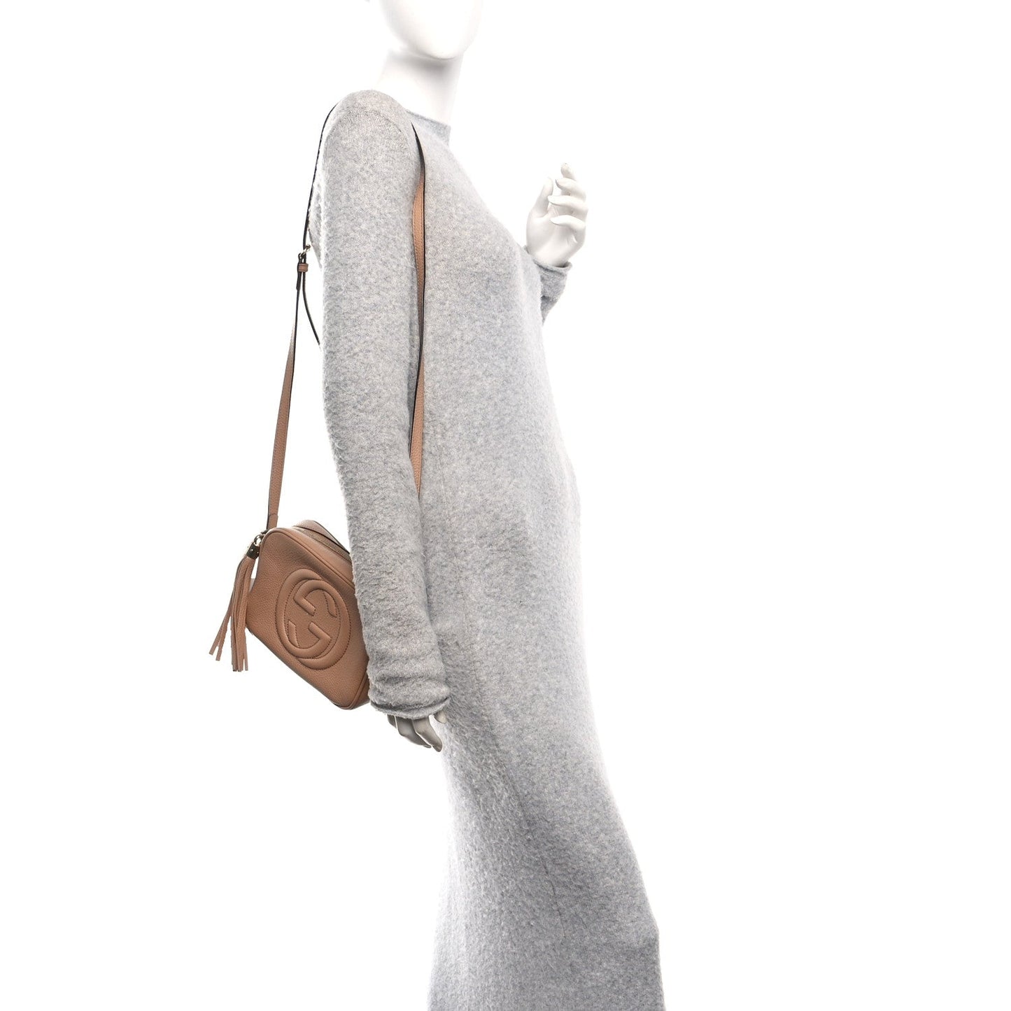 Pebbled Calfskin Small Soho Disco Bag Rose Beige