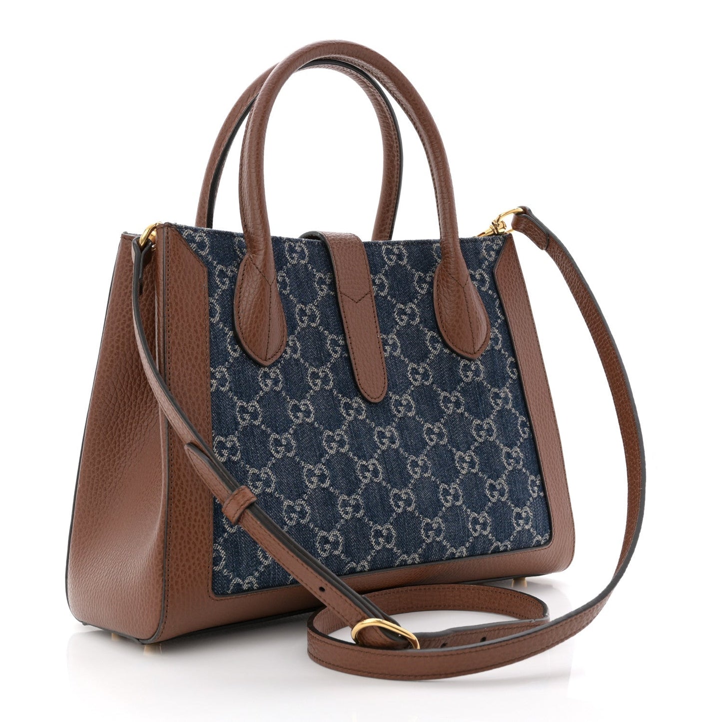 New Denim GG Monogram Dollar Calfskin Medium Jackie 1961 Tote Blue Tea Cuir Epilog