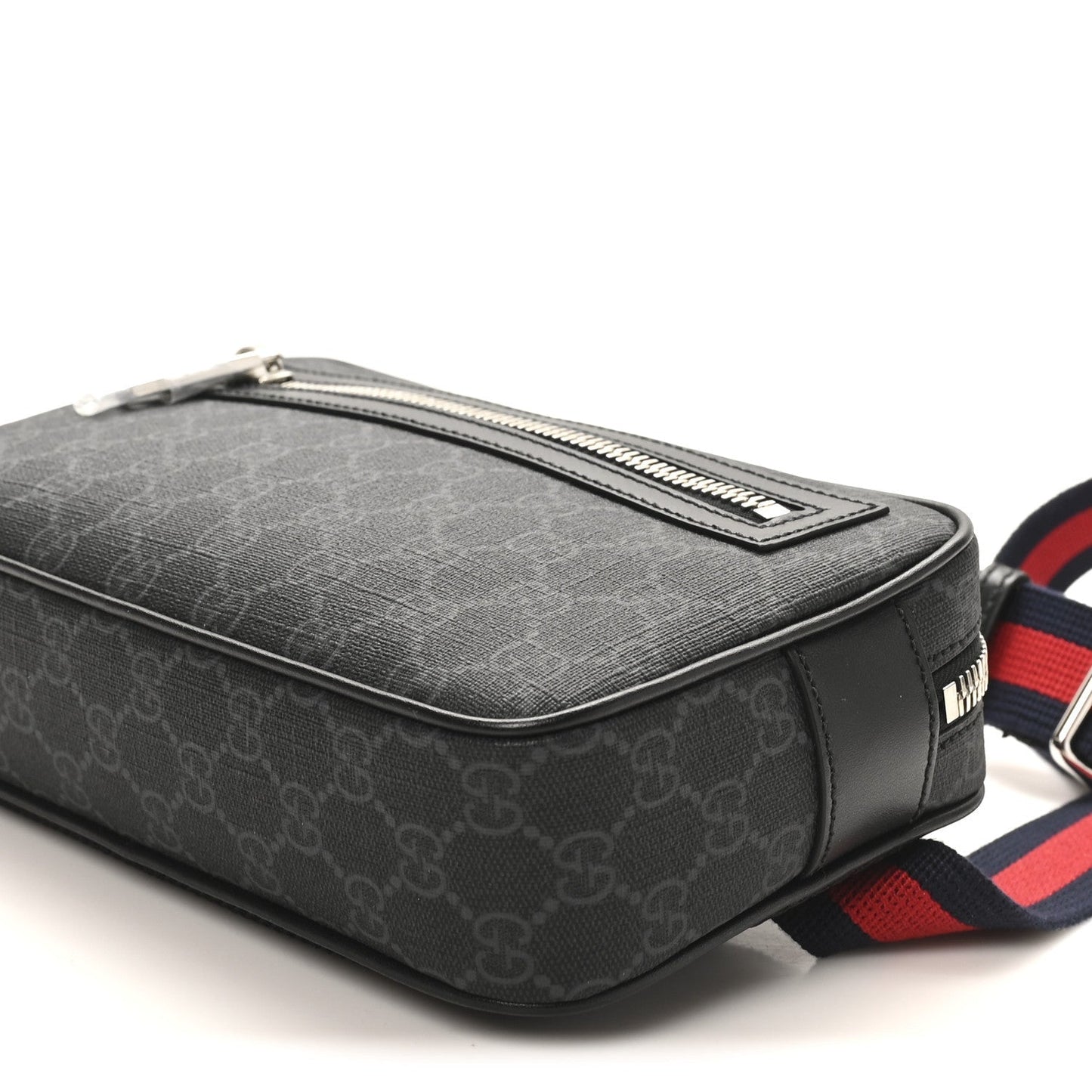 Soft GG Supreme Monogram Web Belt Bag Black Grey