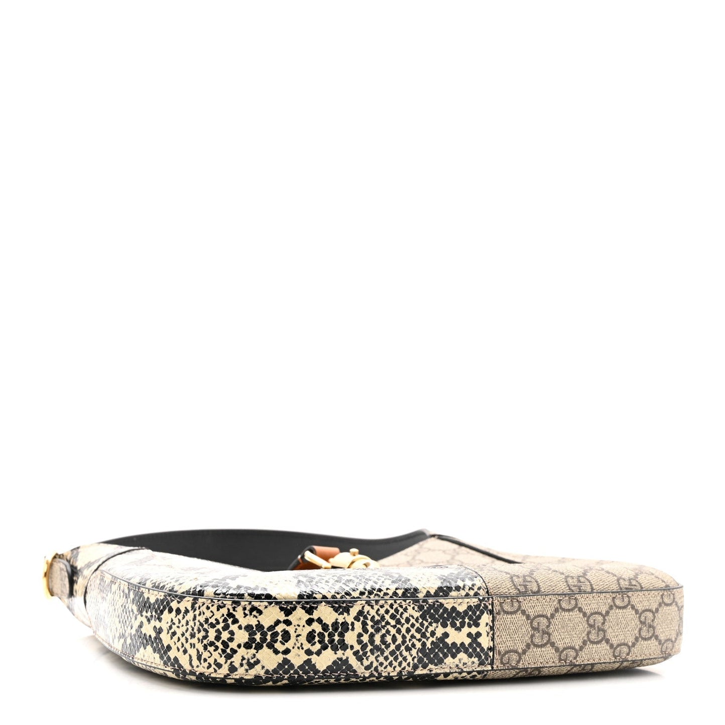 GG Supreme Monogram Snakeskin Small Jackie 1961 Hobo Beige Ebony