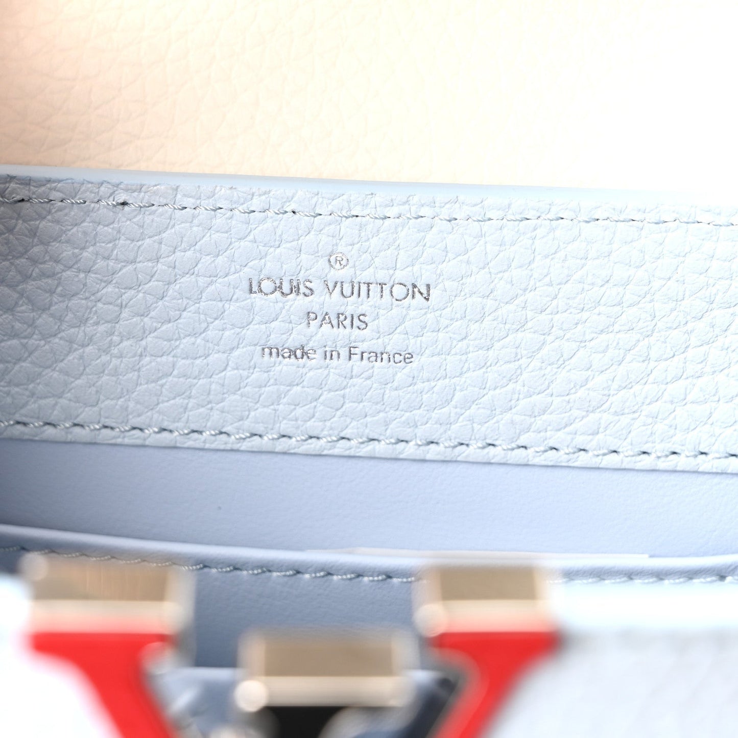 Taurillon Capucines Mini Light Blue White Red