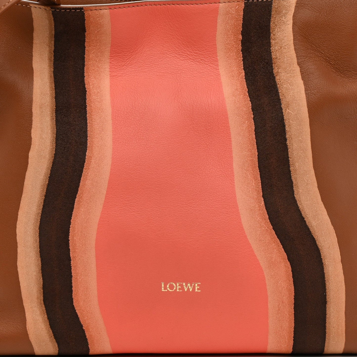 Nappa Calfskin Suede Medium Flamenco Landscape Knot Clutch Pecan Parrot Pink