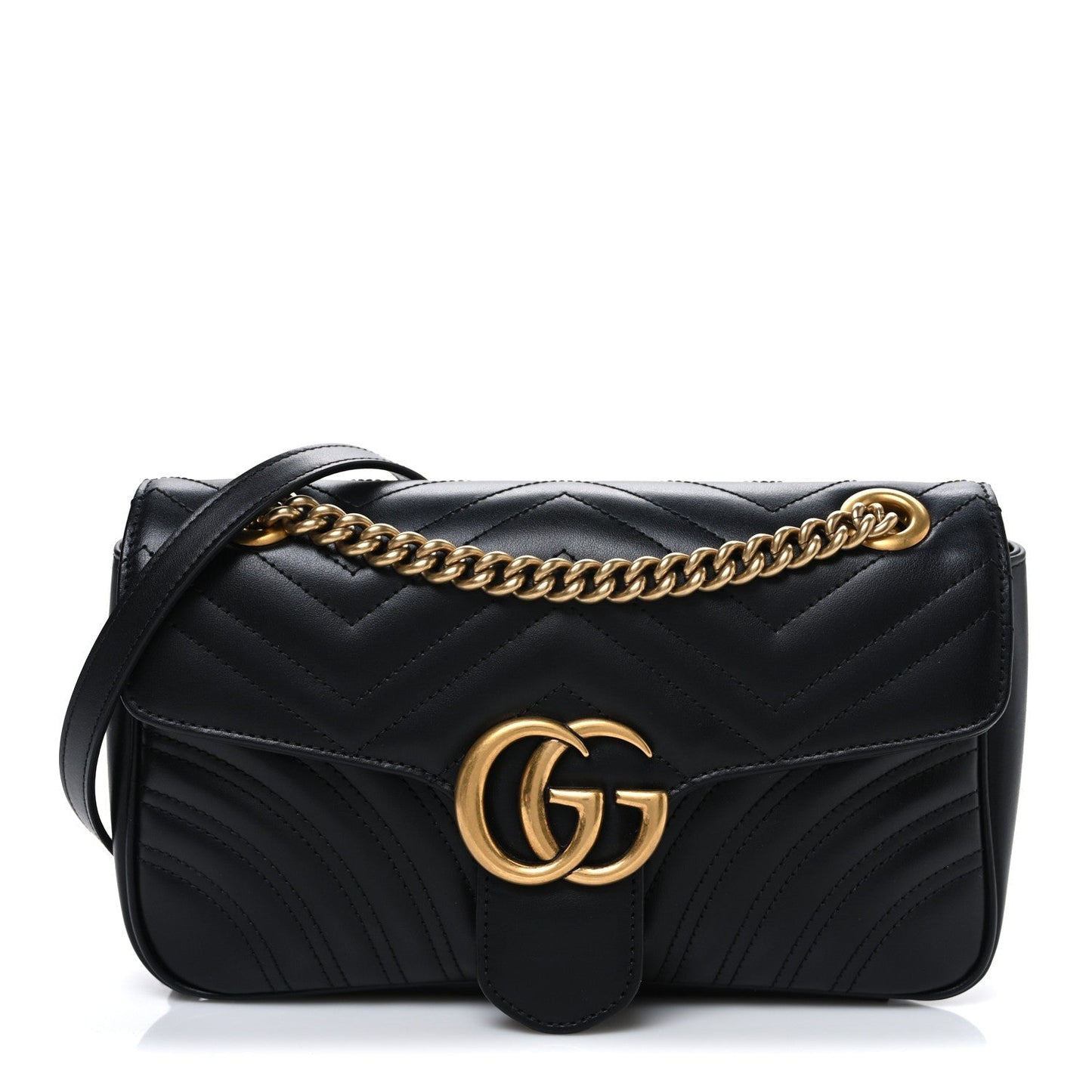 Calfskin Matelasse Small GG Marmont Shoulder Bag Black