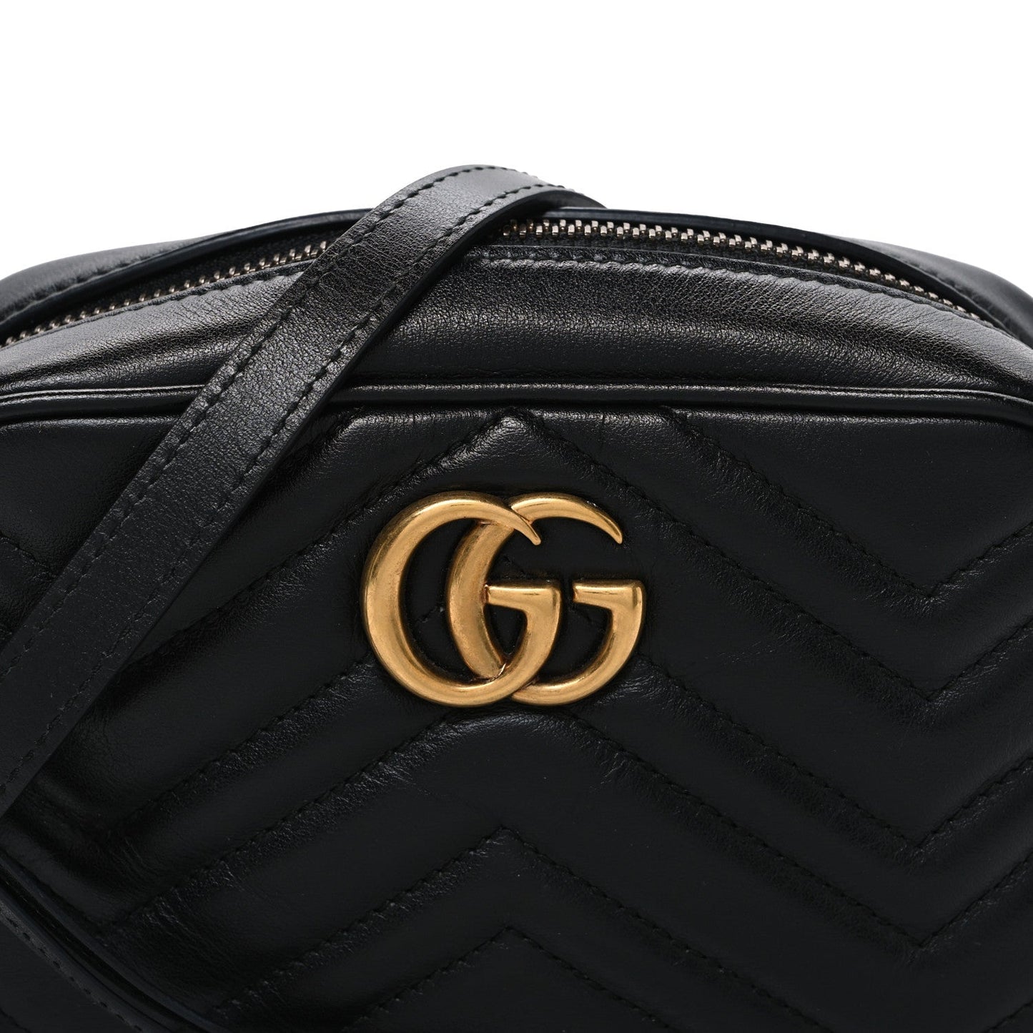 Calfskin Matelasse Mini GG Marmont Chain Shoulder Bag Black