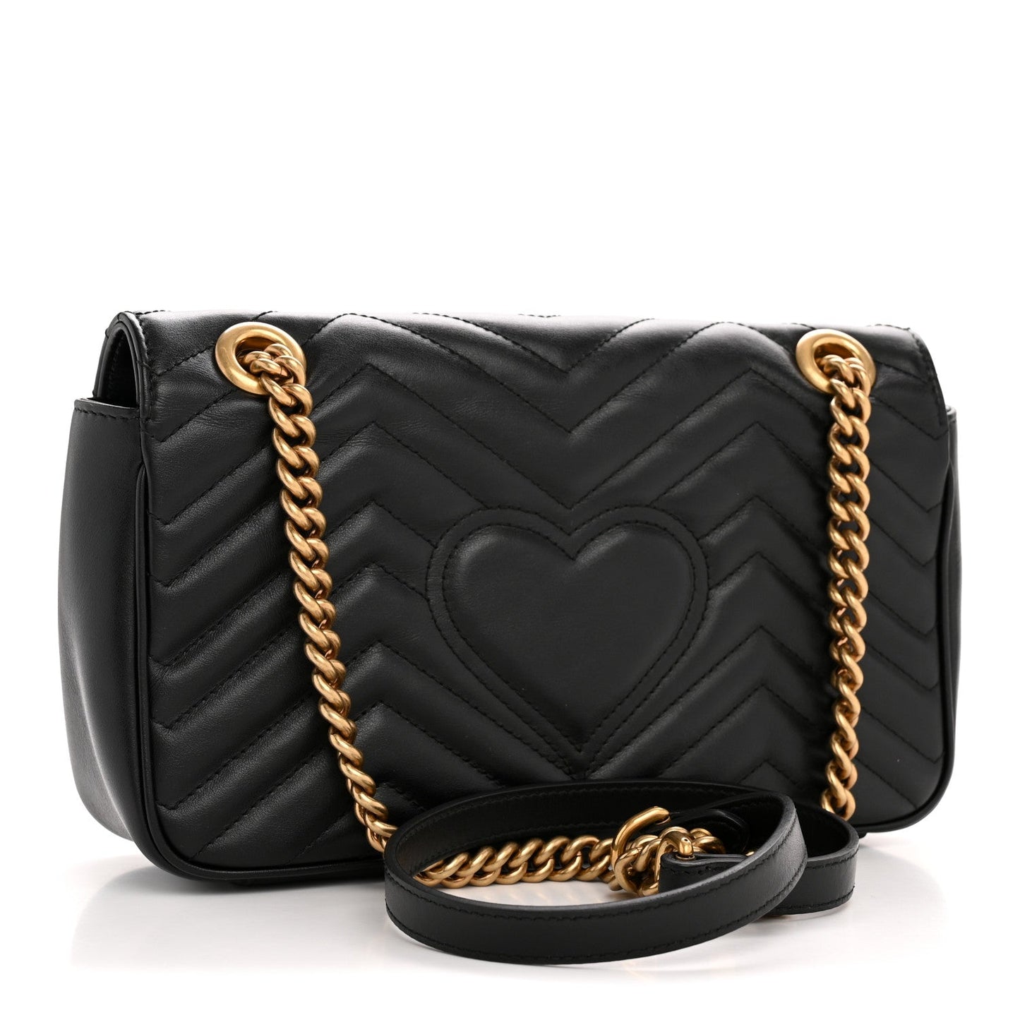 Calfskin Matelasse Small GG Marmont Shoulder Bag Black