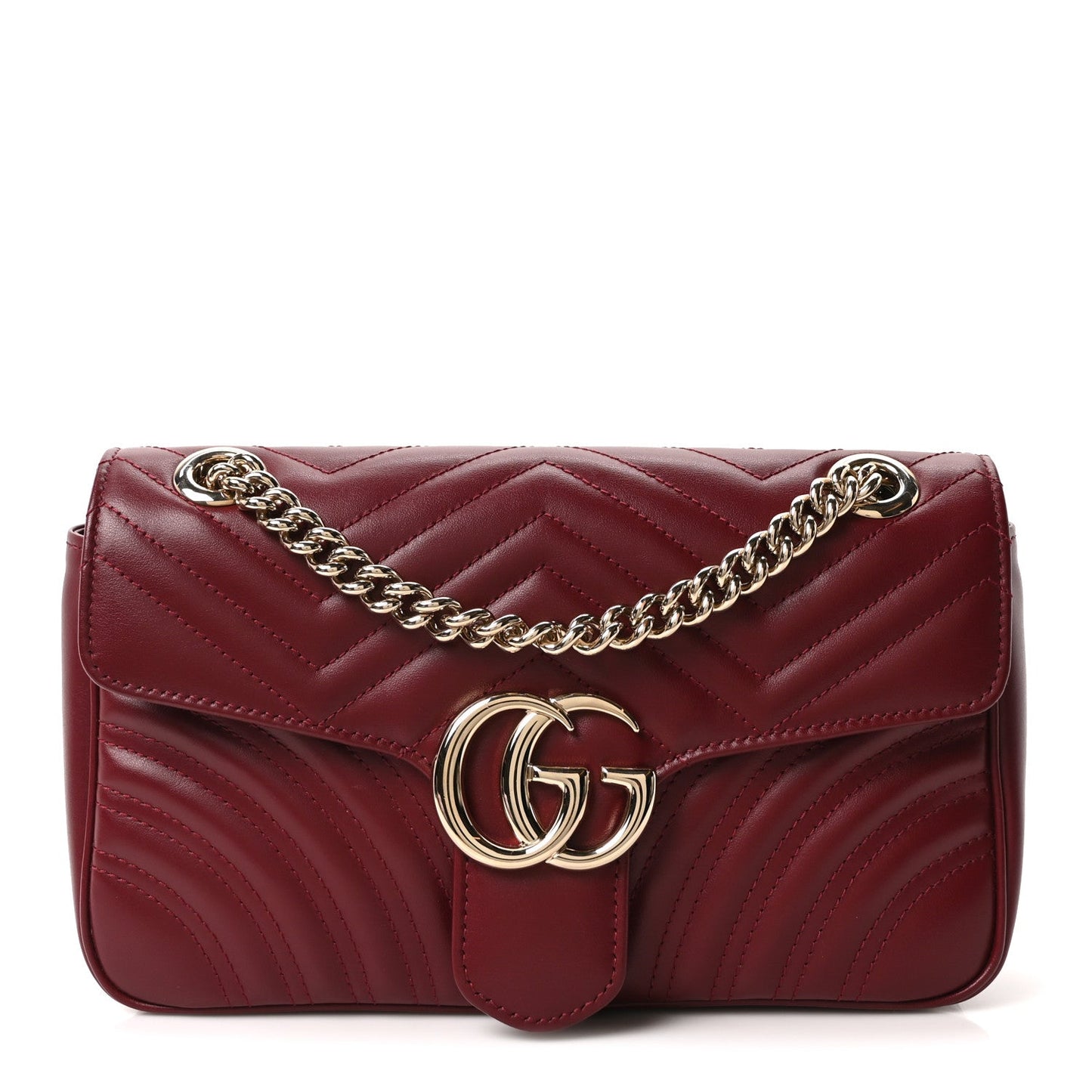 Calfskin Matelasse Small GG Marmont Shoulder Bag Ancora Red
