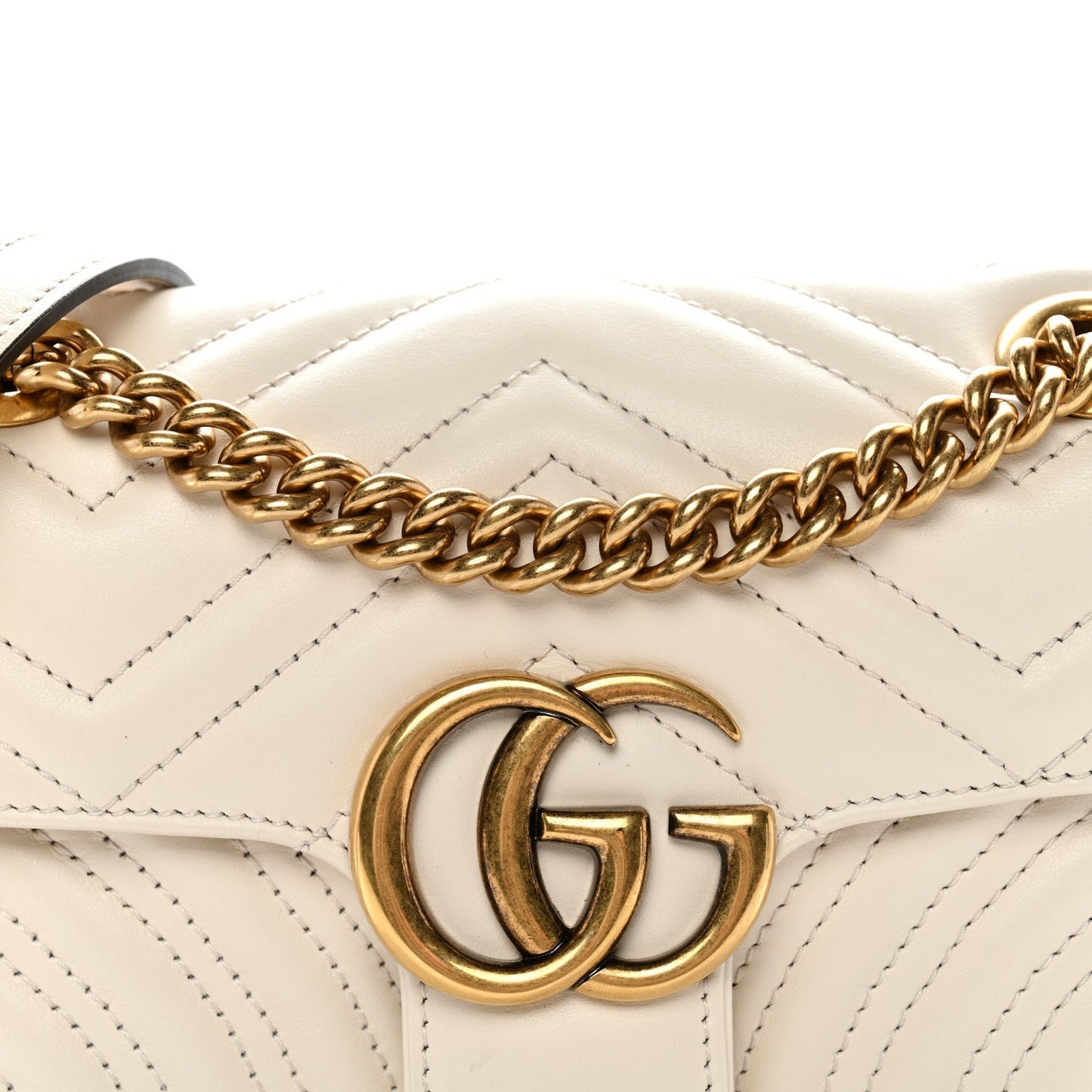 Calfskin Matelasse Mini GG Marmont Shoulder Bag White