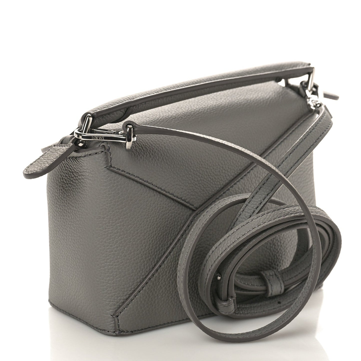 Soft Grained Calfskin Mini Puzzle Edge Bag Gunmetal