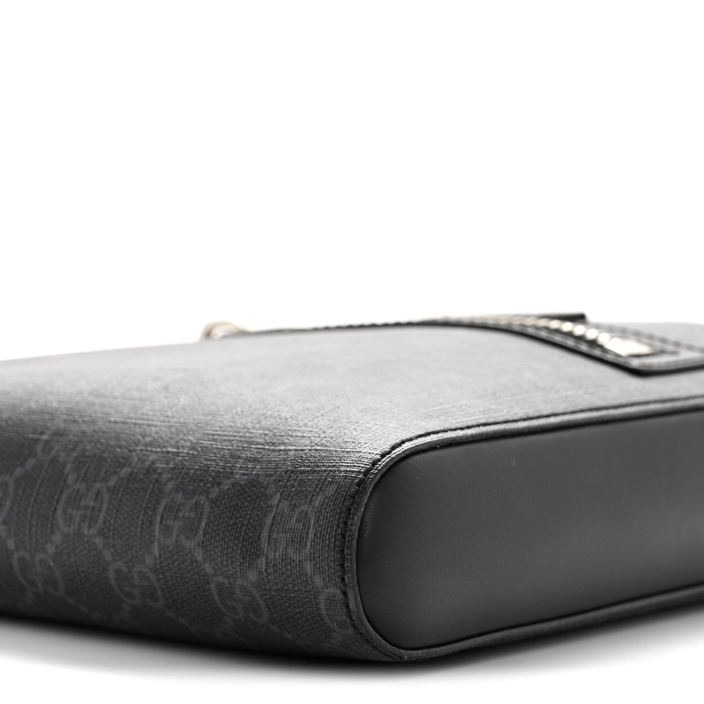 GG Supreme Monogram Web Small Flat Messenger Bag Black Grey