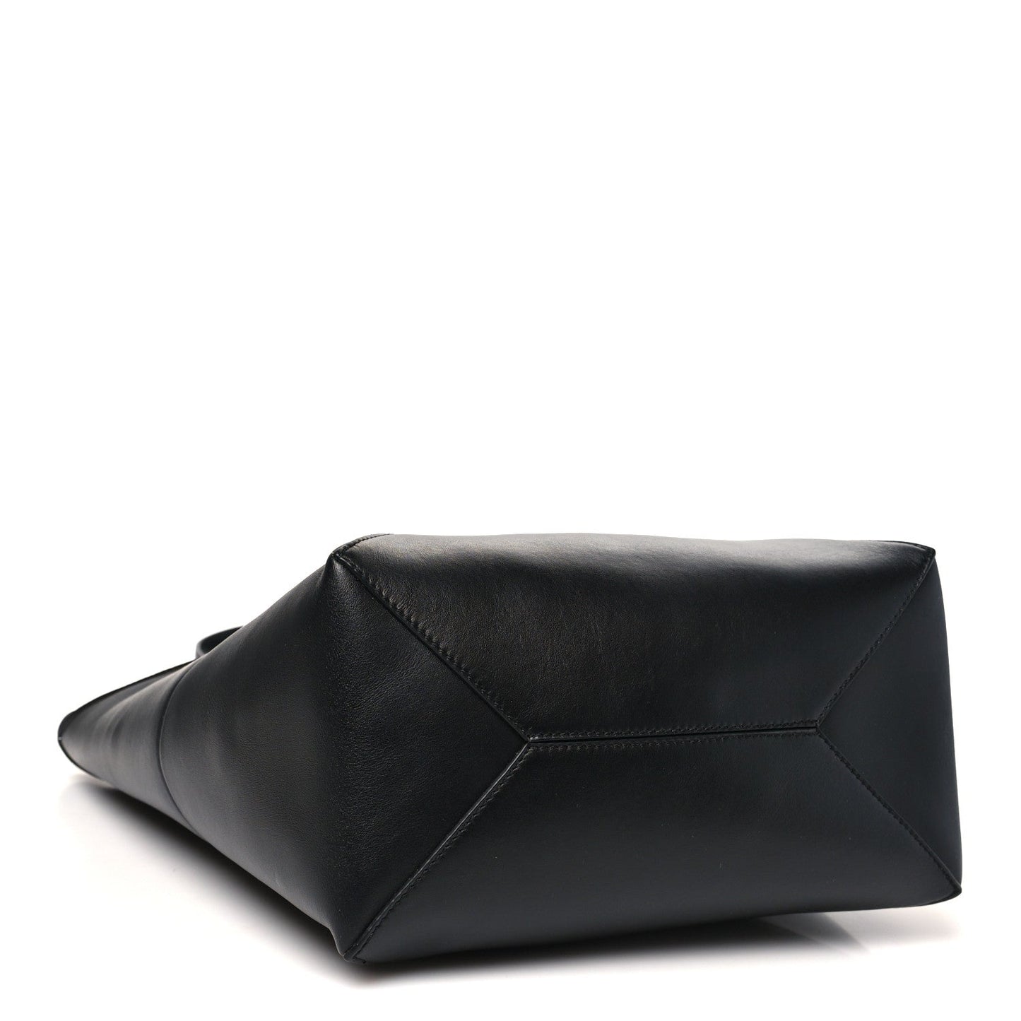 Shiny Calfskin Medium Puzzle Fold Tote Black