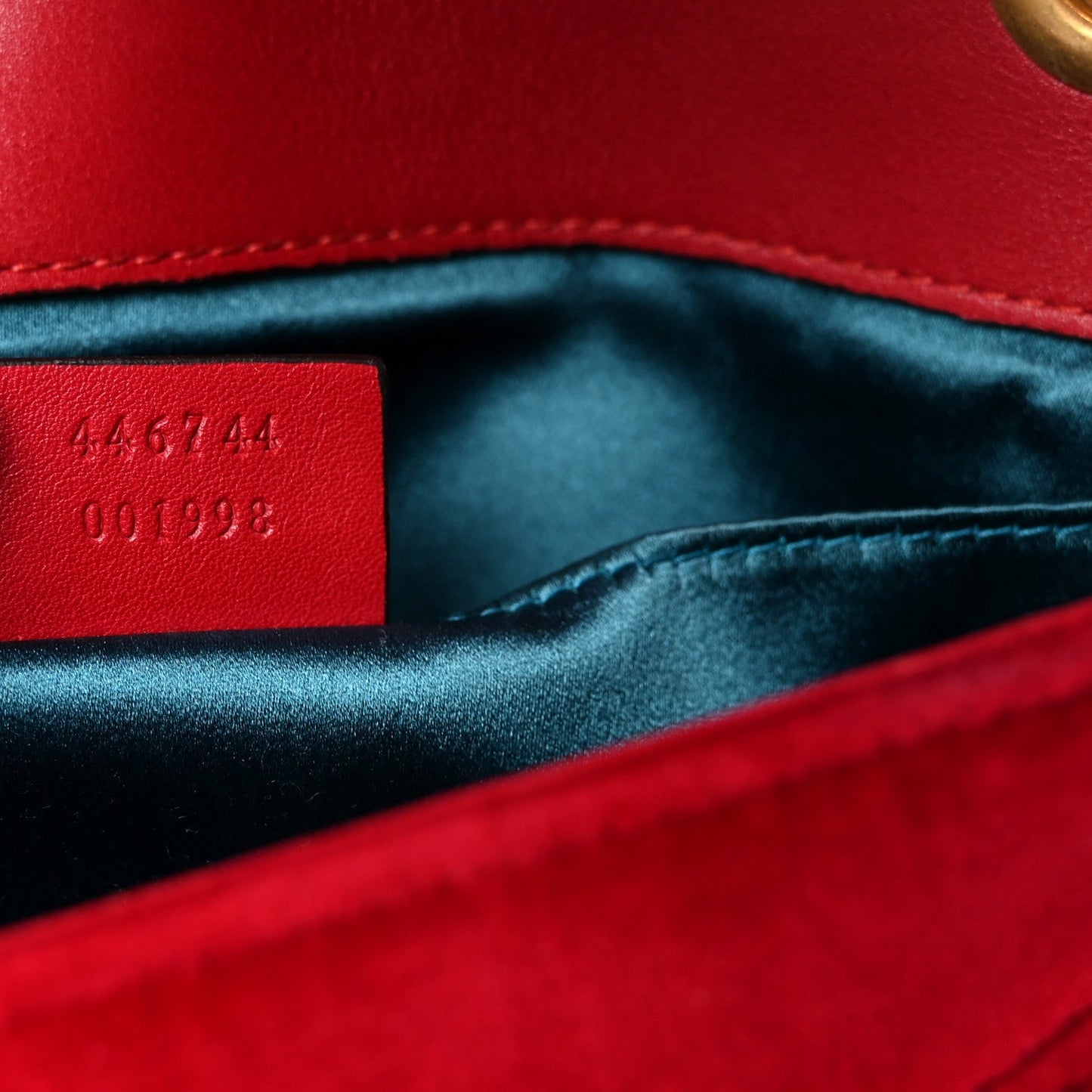Velvet Matelasse Mini GG Marmont Shoulder Bag Hibiscus Red