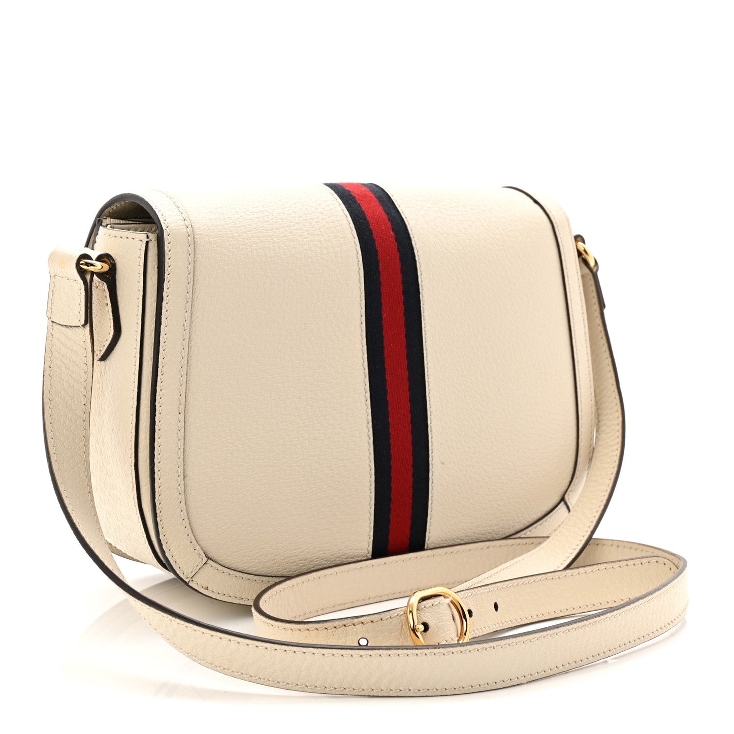 Textured Calfskin Small Ophidia Flap Messenger Bag Mystic White