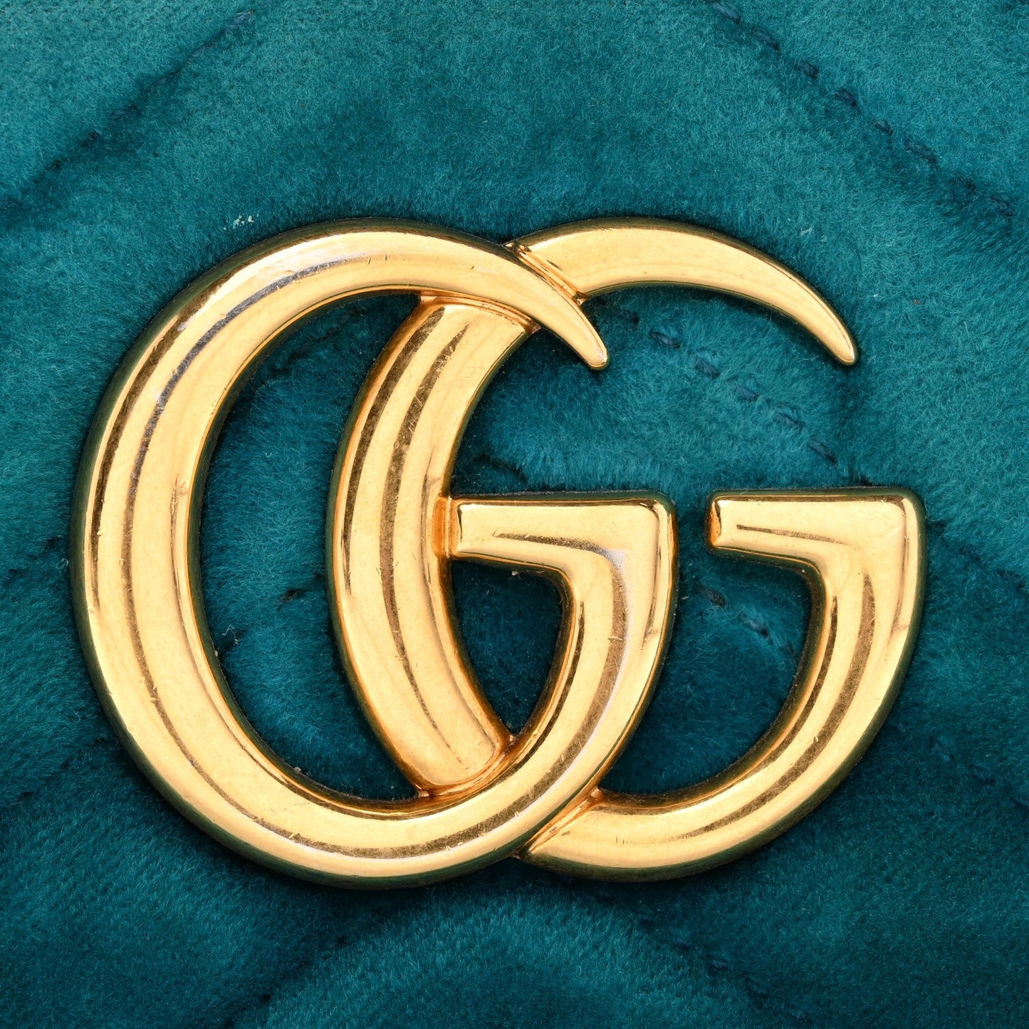 Velvet Matelasse Small GG Marmont Chain Shoulder Bag Pavone Cyan