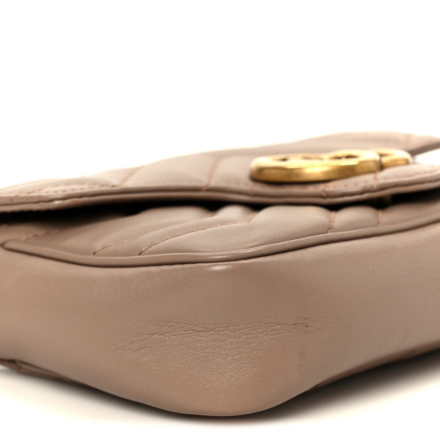 Calfskin Matelasse Super Mini GG Marmont Shoulder Bag Porcelain Rose
