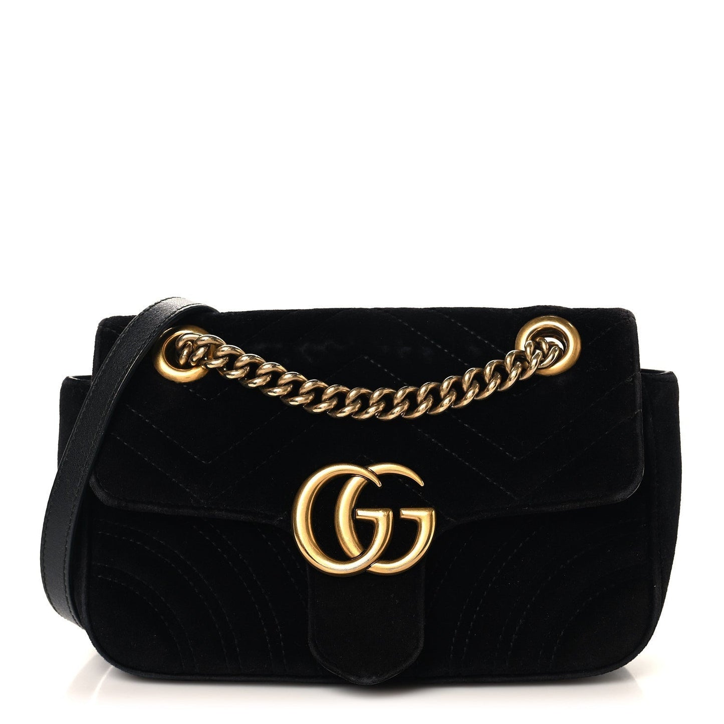 Velvet Matelasse Mini GG Marmont Shoulder Bag Black