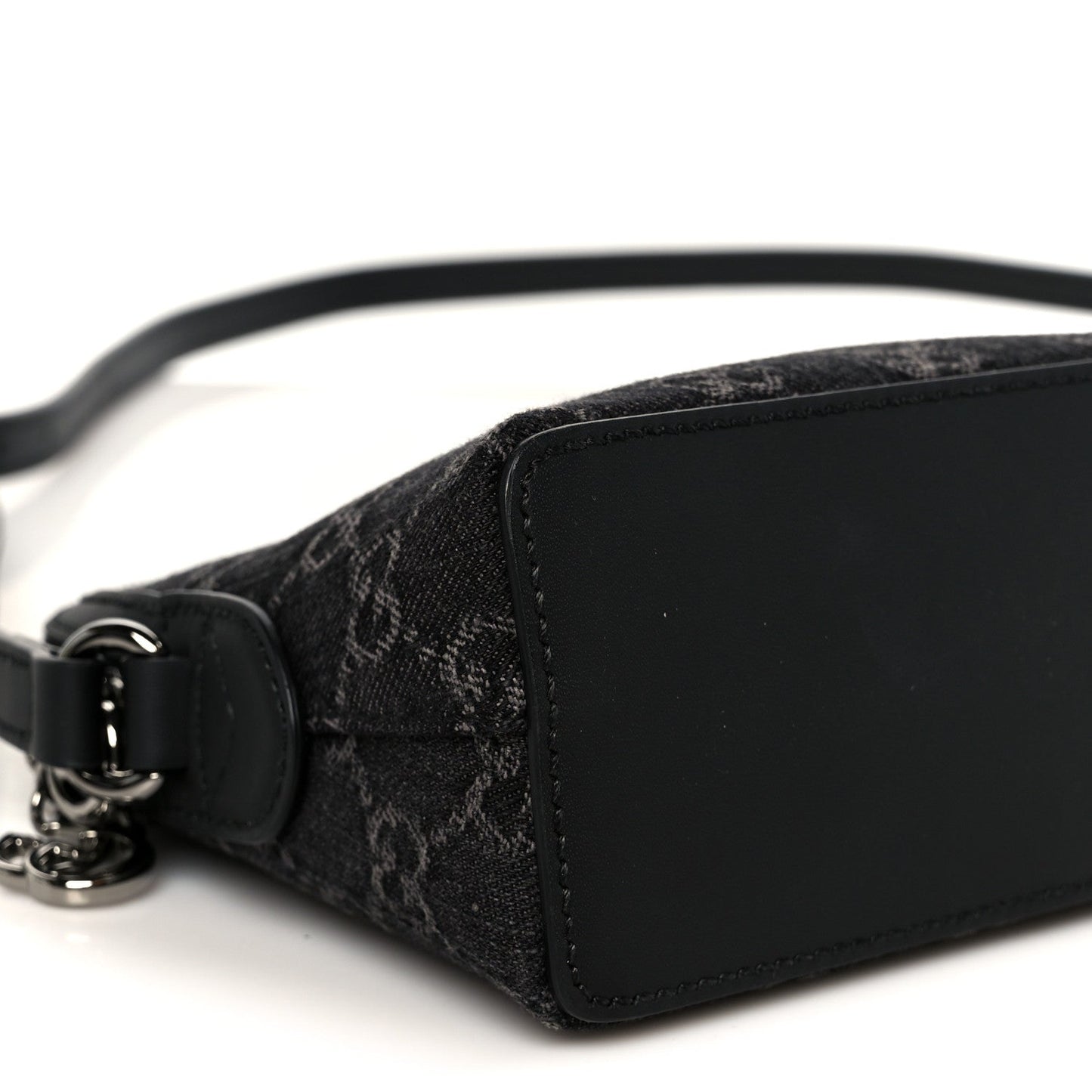 Denim Cuoio Harness GG Monogram Small Ophidia Dome Shoulder Bag Black Medium Grey