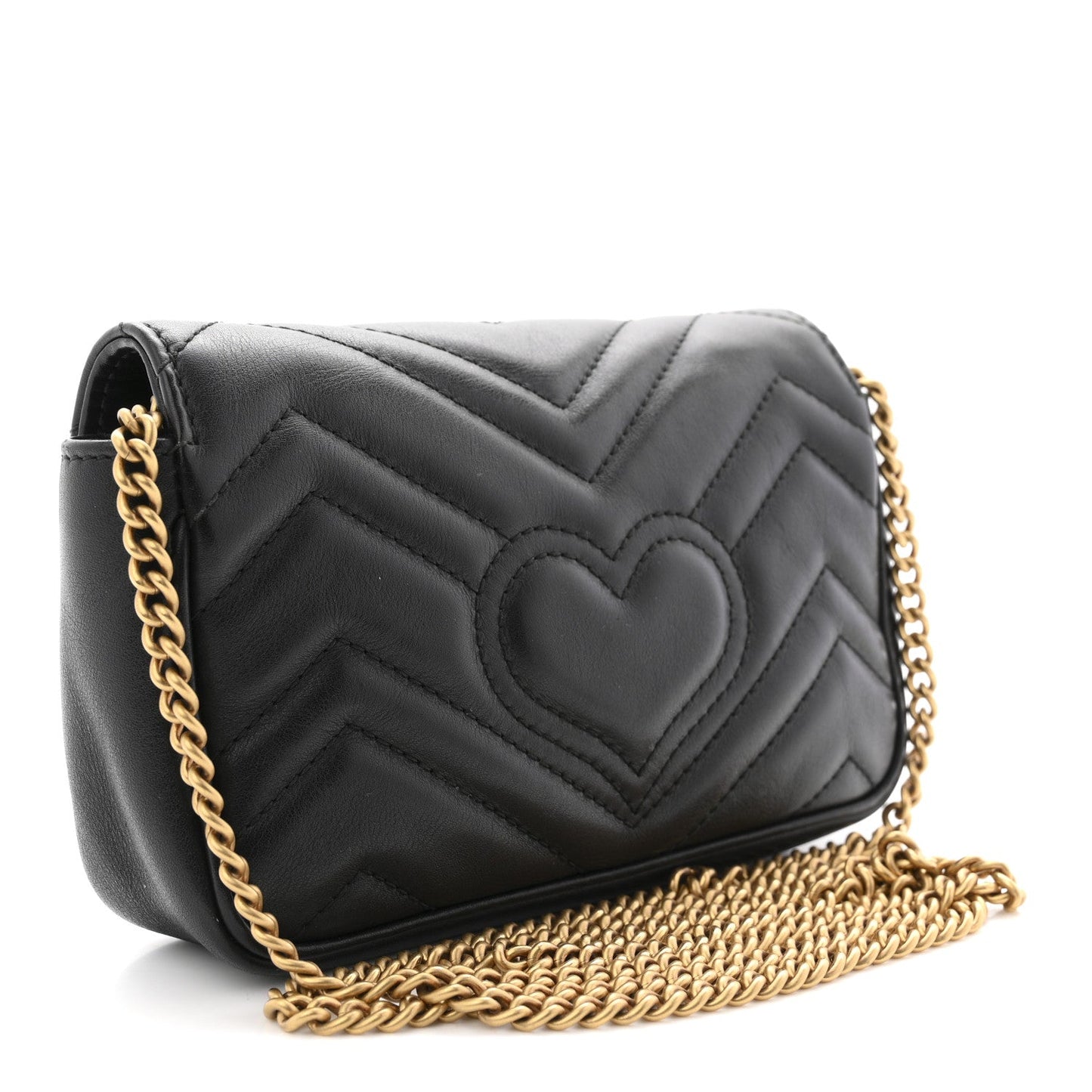 Calfskin Matelasse Super Mini GG Marmont Shoulder Bag Black