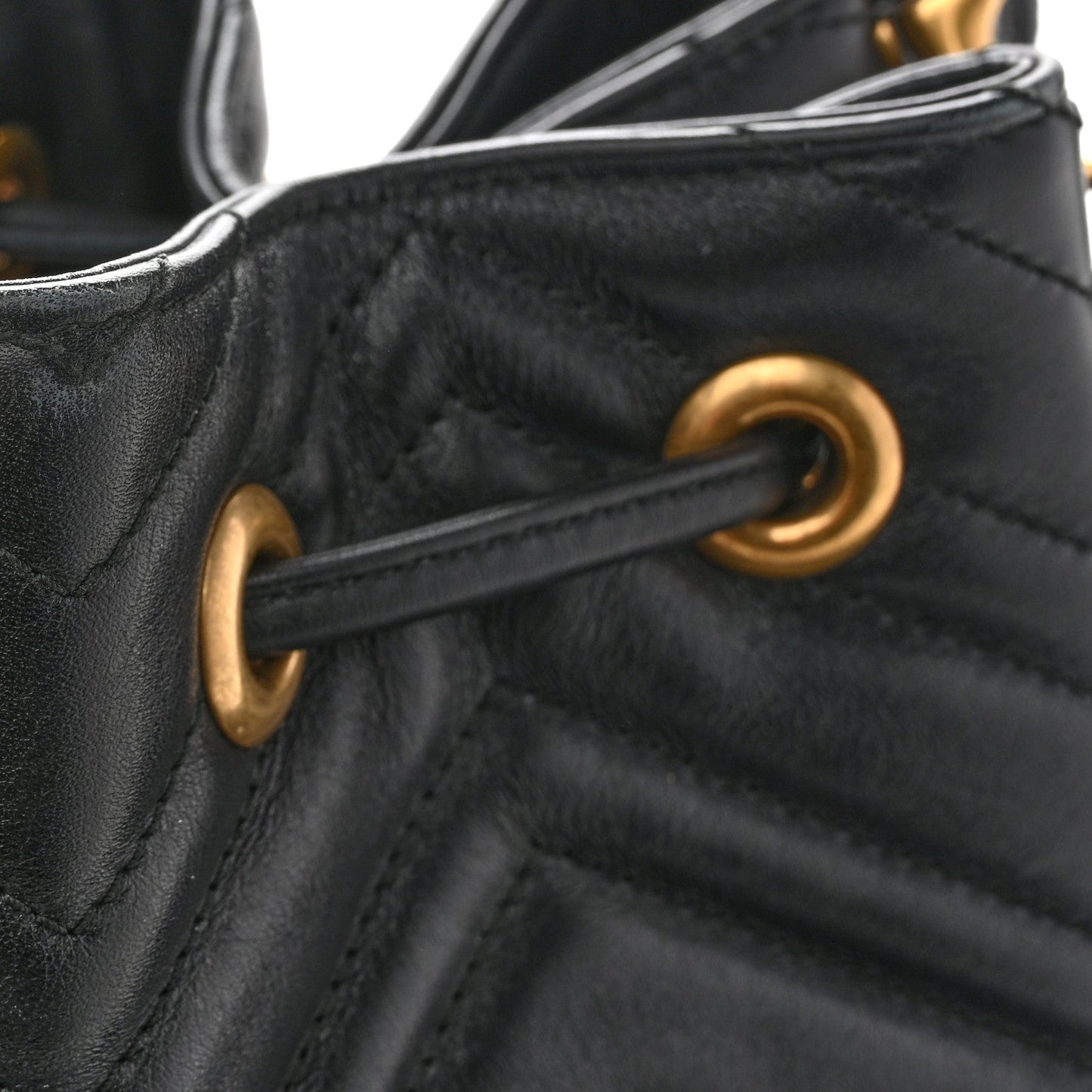Calfskin Matelasse Sylvie Web GG Marmont Bucket Bag Black
