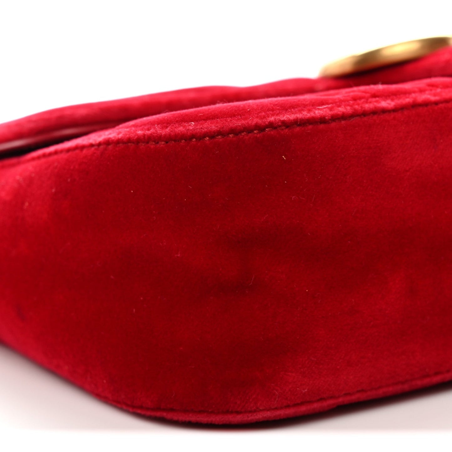 Velvet Matelasse Mini GG Marmont Shoulder Bag Hibiscus Red