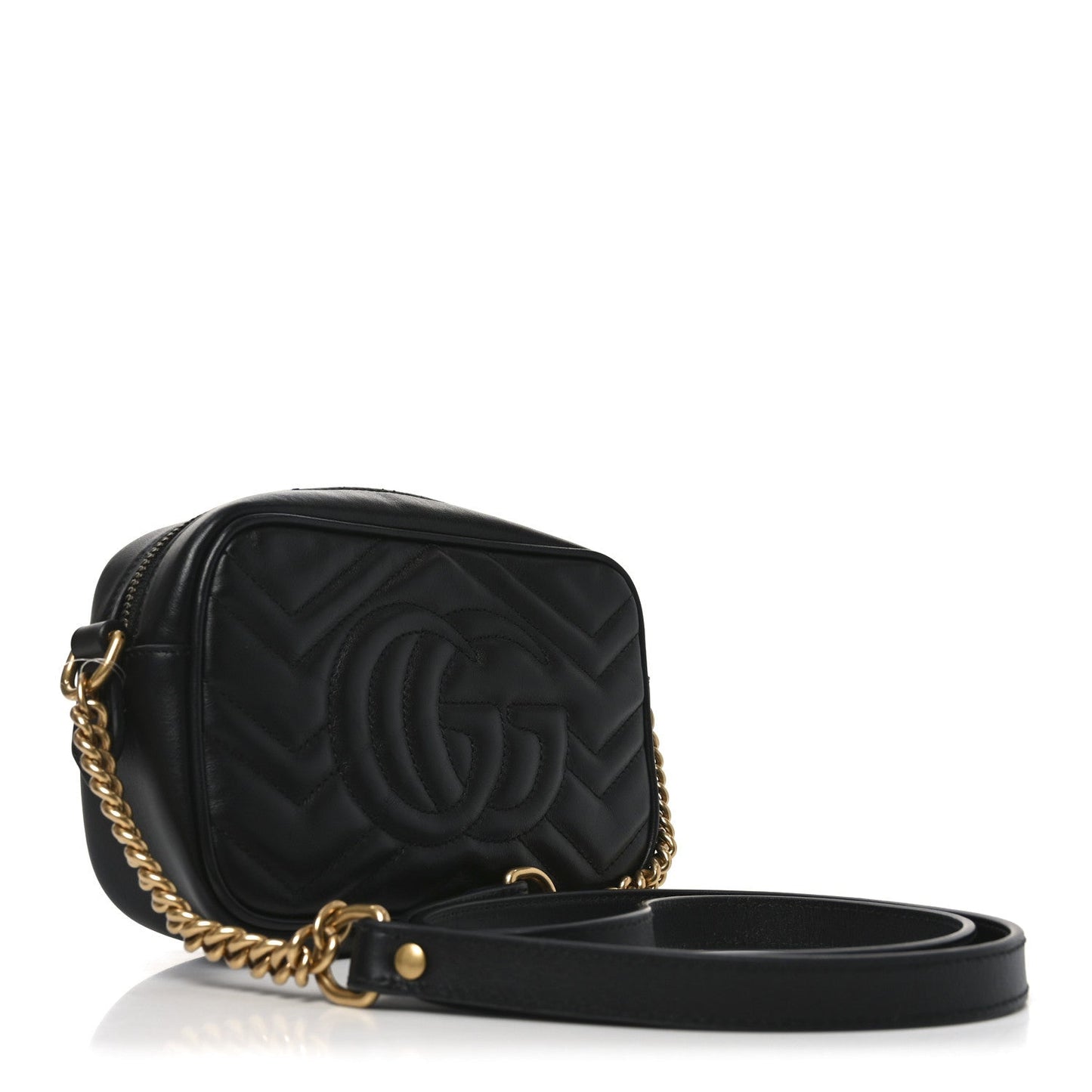 Calfskin Matelasse Mini GG Marmont Chain Shoulder Bag Black