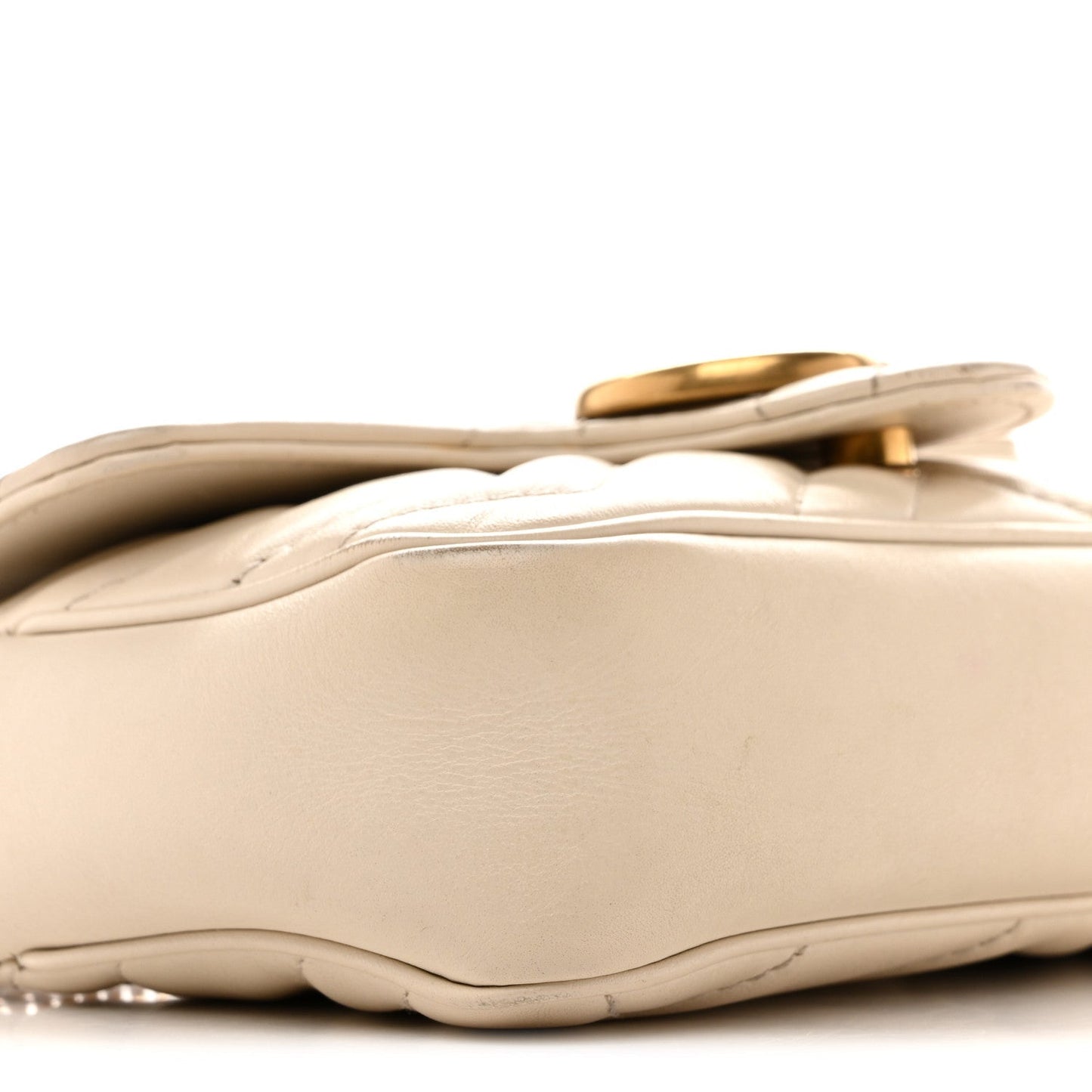 Calfskin Matelasse Super Mini GG Marmont Shoulder Bag White