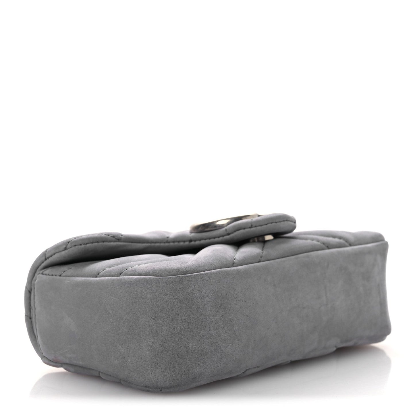 Nubuck Matelasse Mini GG Marmont Shoulder Bag Grey