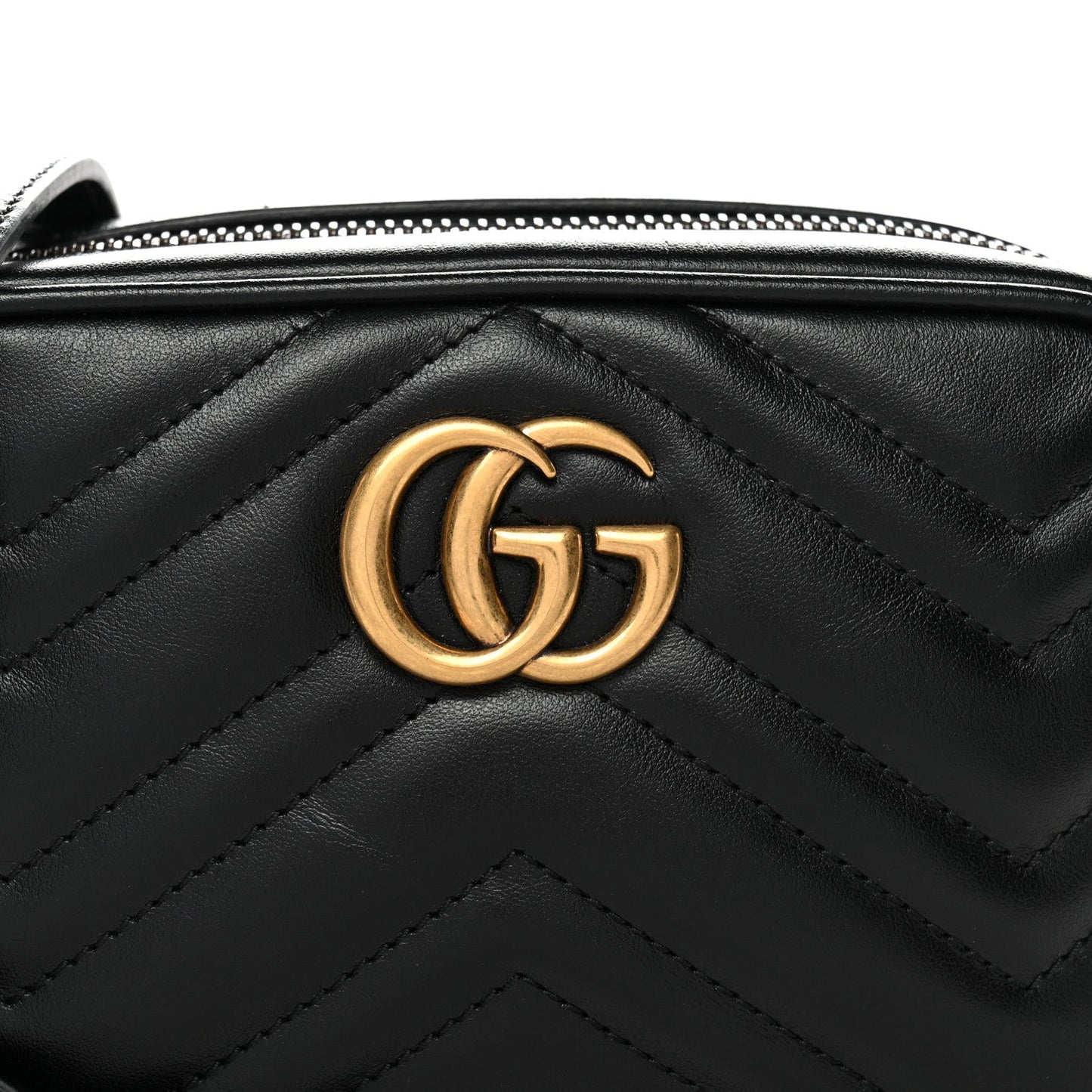 Calfskin Matelasse Mini GG Marmont Chain Shoulder Bag Black