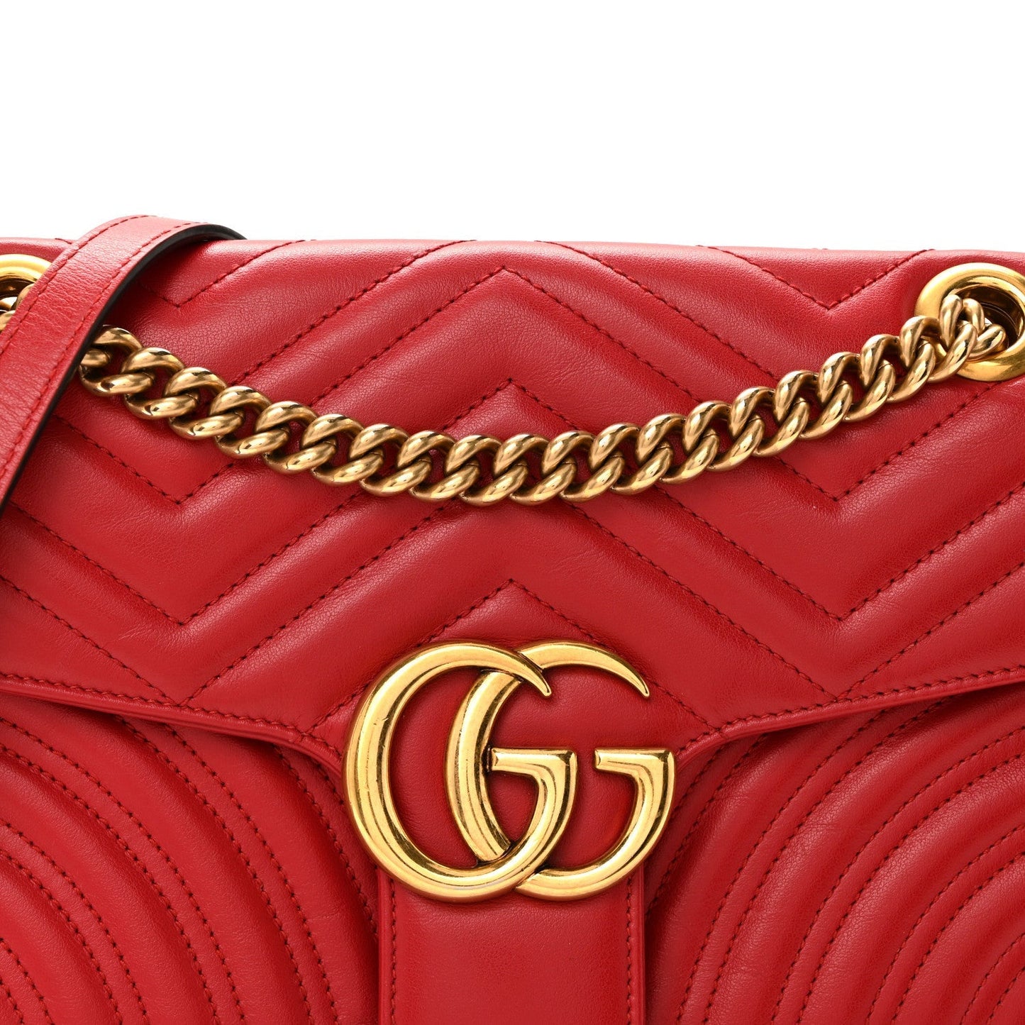 Calfskin Matelasse Small GG Marmont Shoulder Bag Hibiscus Red