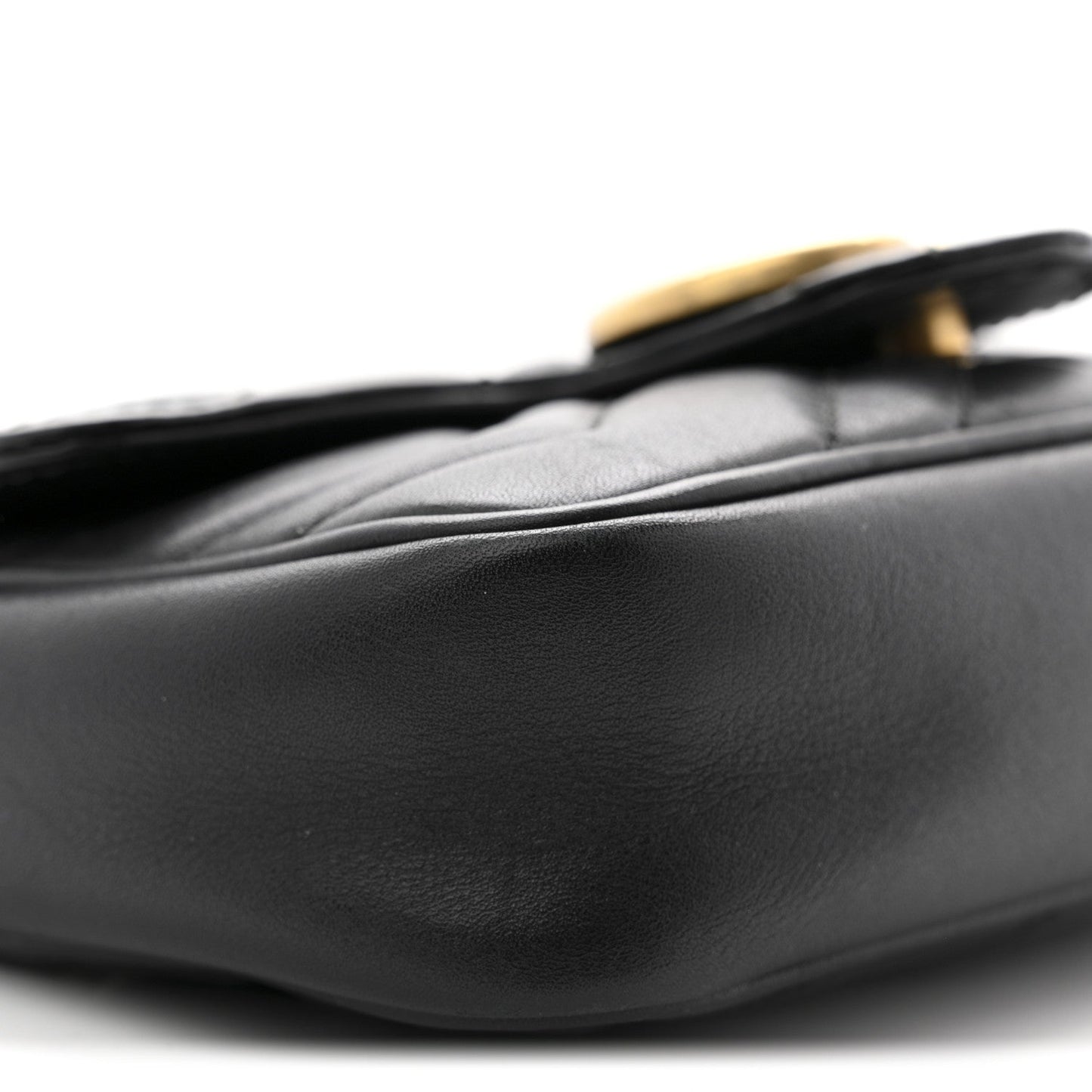 Calfskin Matelasse Super Mini GG Marmont Shoulder Bag Black