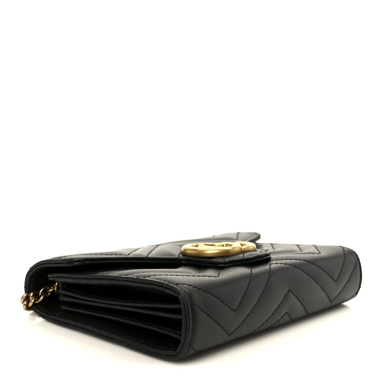 Calfskin Matelasse GG Marmont Chain Wallet Black