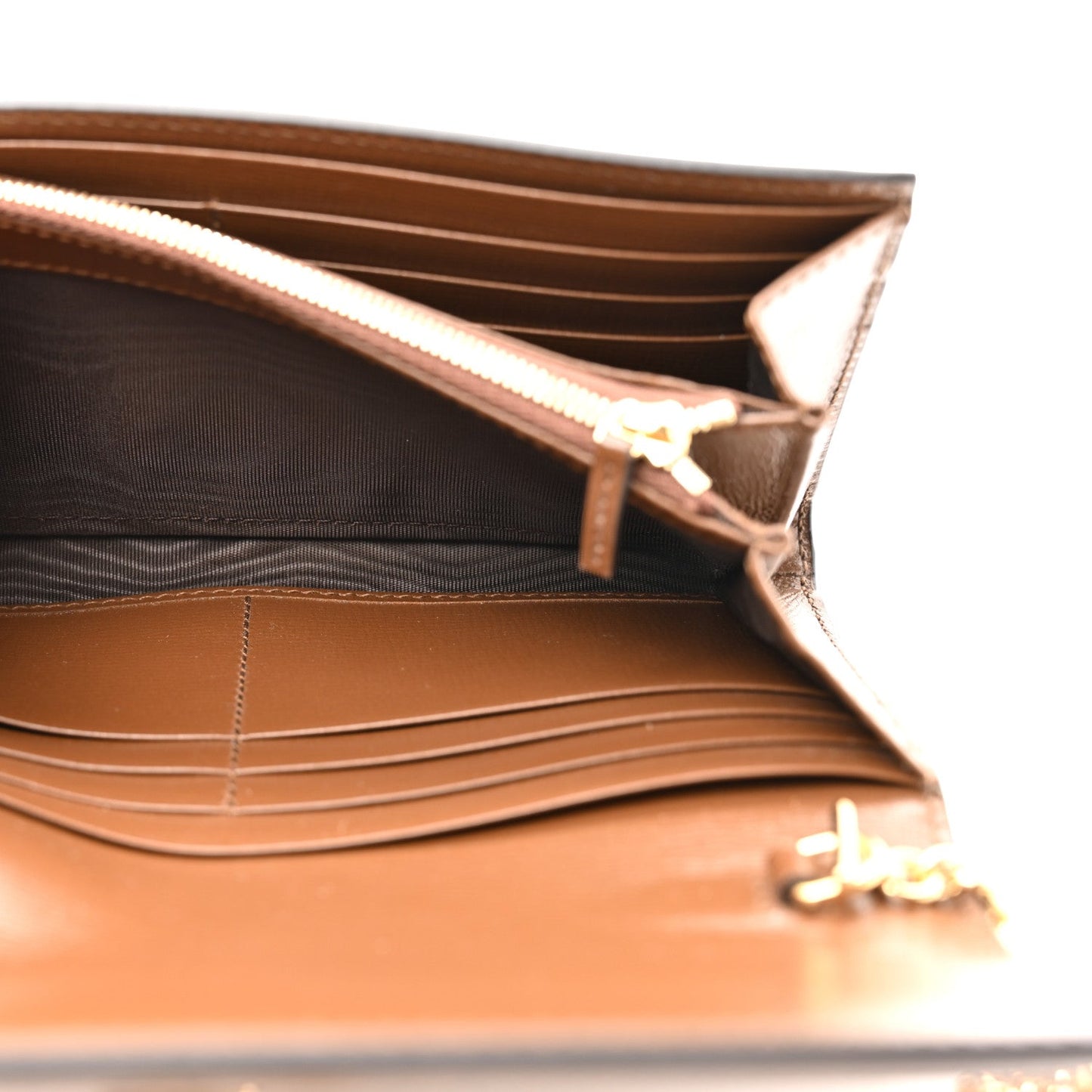 GG Supreme Monogram Azalea Calfskin Web Jackie 1961 Chain Wallet Beige Ebony Brown Sugar