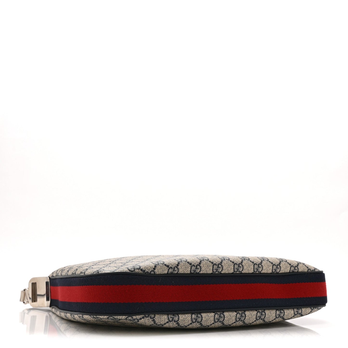 GG Supreme Monogram Textured Calfskin Web Small Attache Shoulder Bag Beige Blue