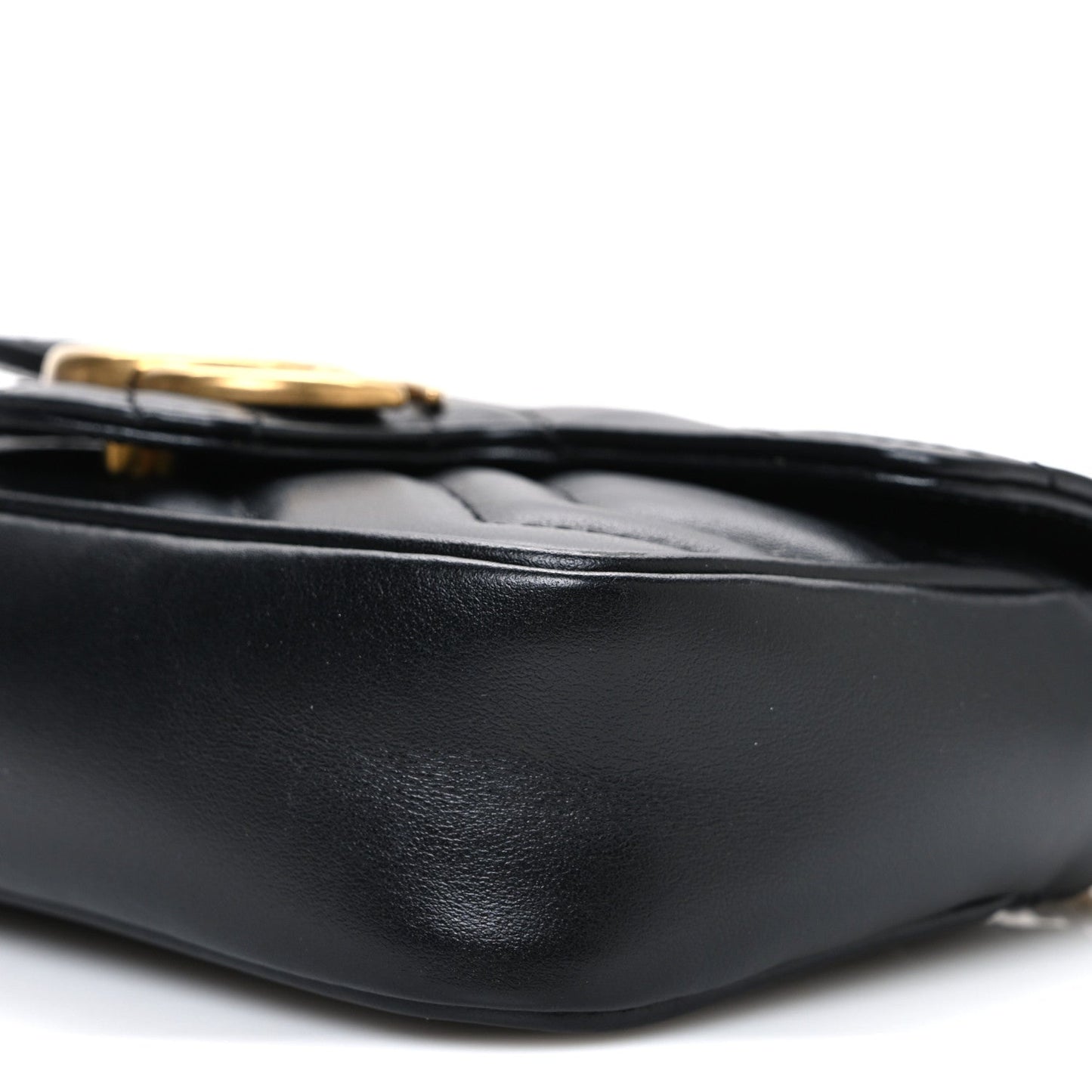 Calfskin Matelasse Super Mini GG Marmont Shoulder Bag Black