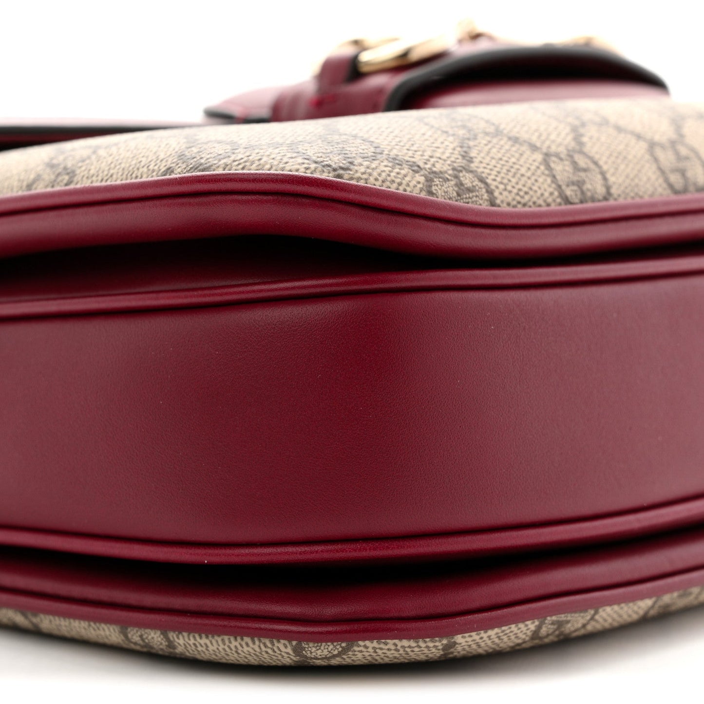 GG Supreme Monogram Horsebit 1955 Soft Small Shoulder Bag Beige Ebony Rosso Ancora