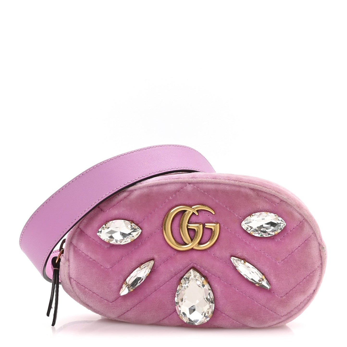 Velvet Matelasse Marquise Crystals GG Marmont Belt Bag 85 34 Malva
